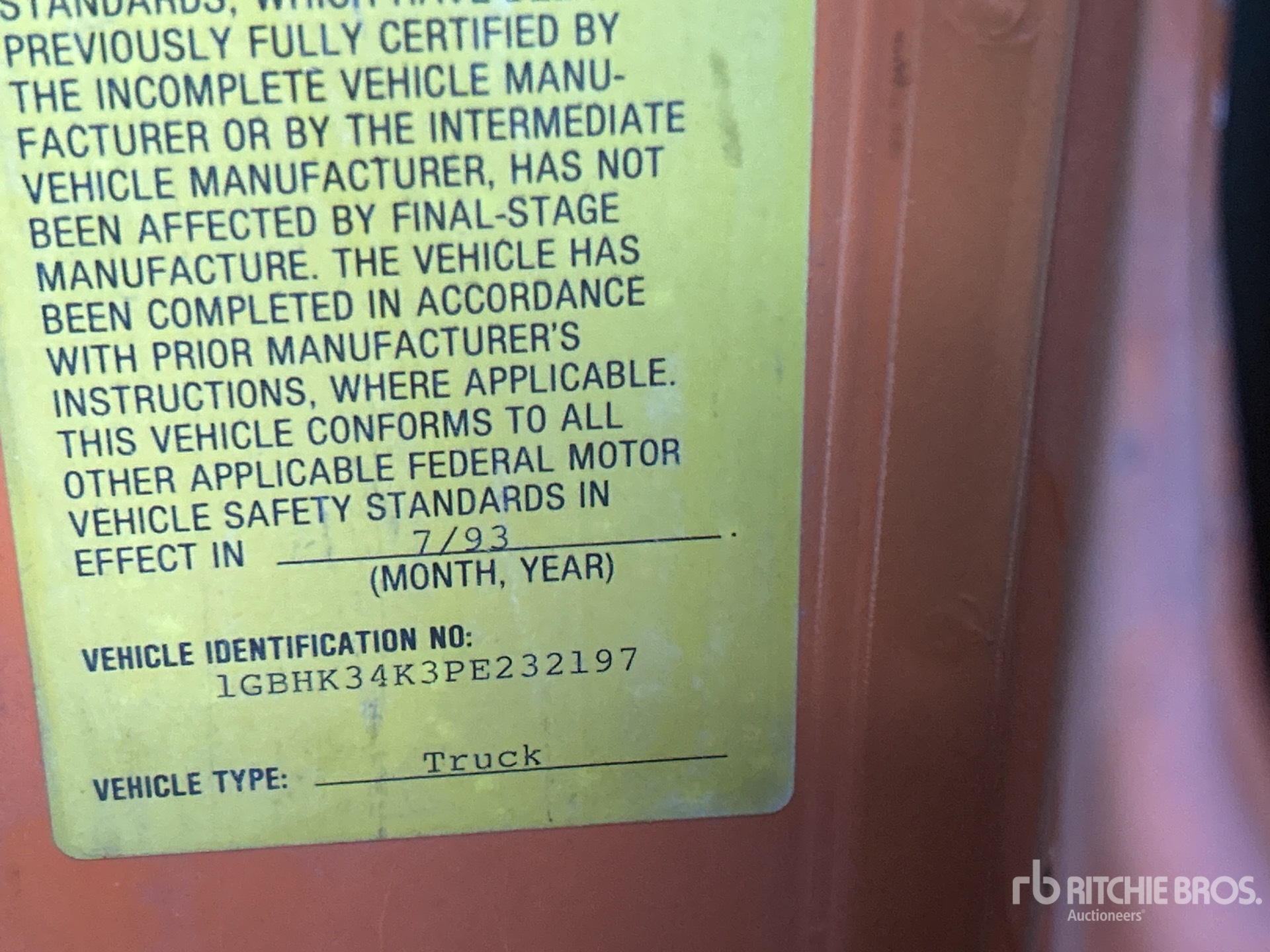 General Appearance with Serial Number / VIN