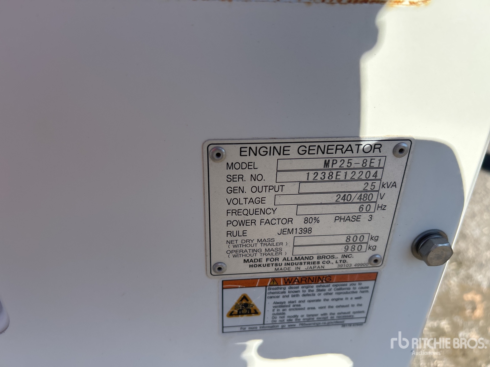 General Appearance with Serial Number / VIN