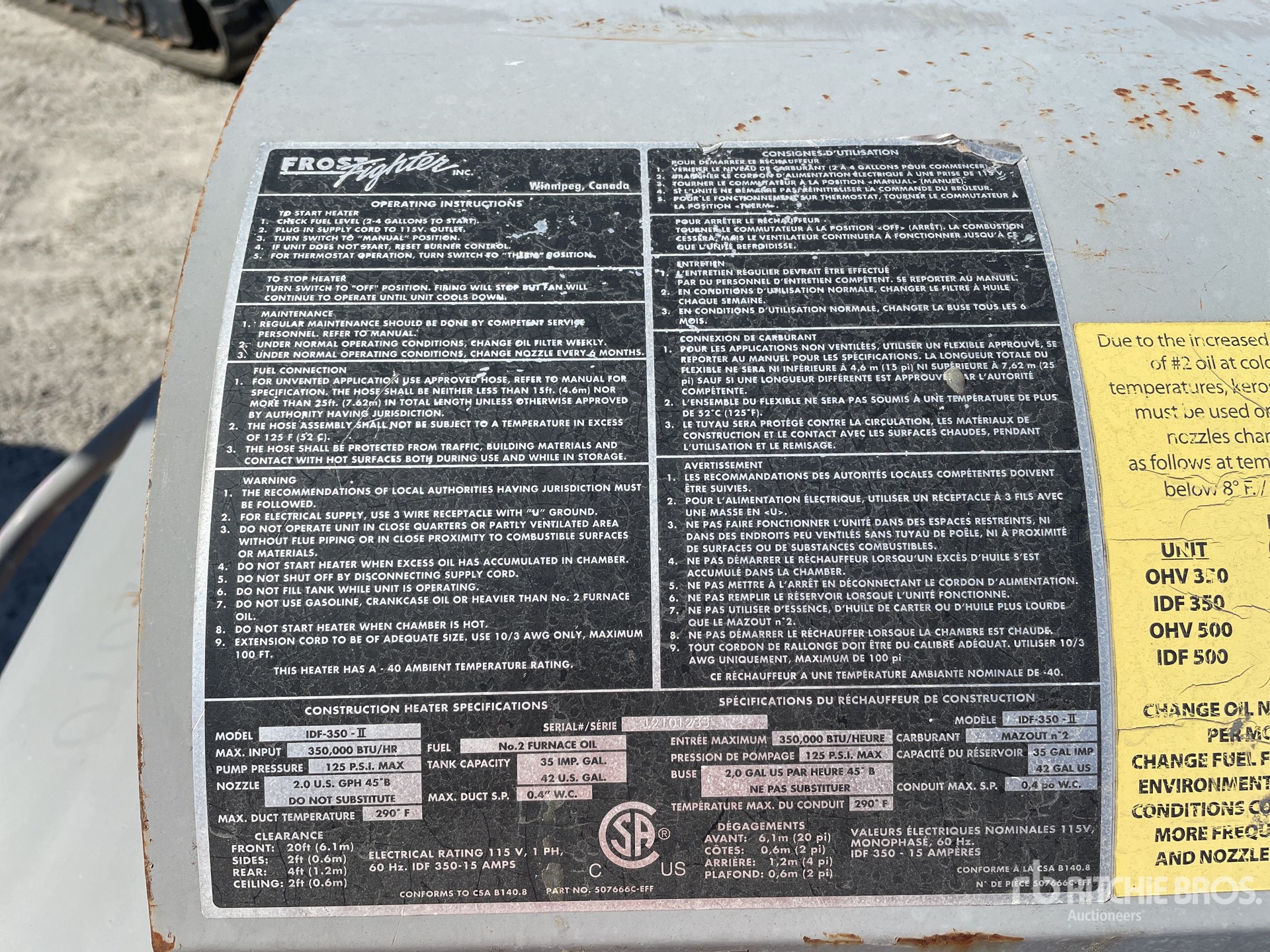 General Appearance with N.º de serie/VIN