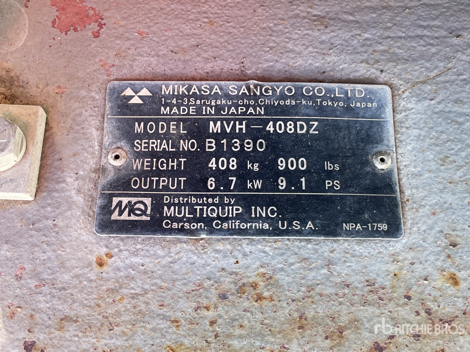 General Appearance with Serial Number / VIN