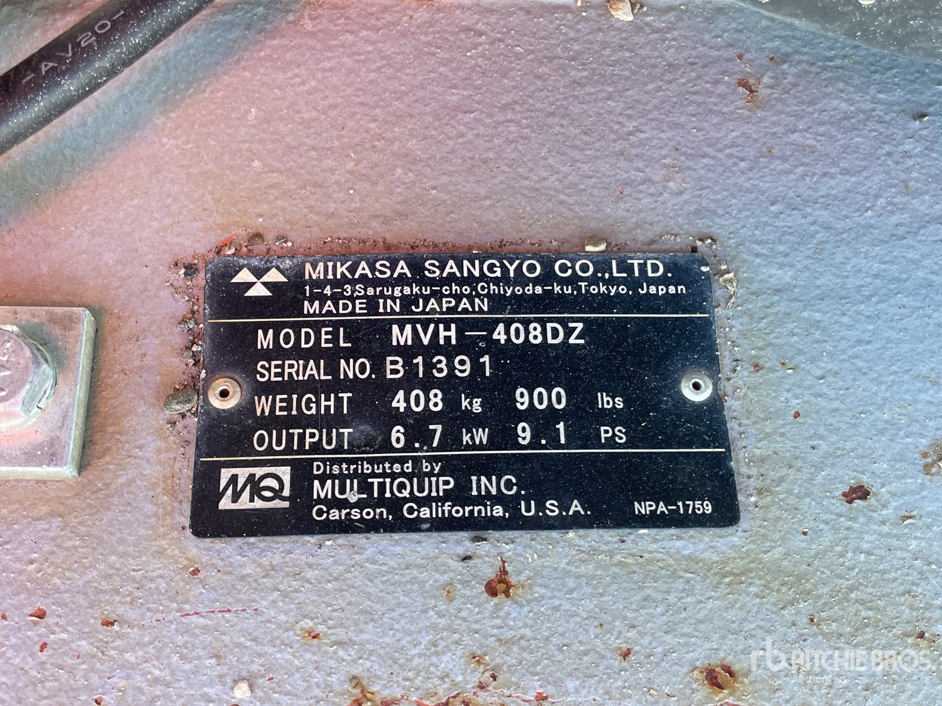 General Appearance with Serial Number / VIN