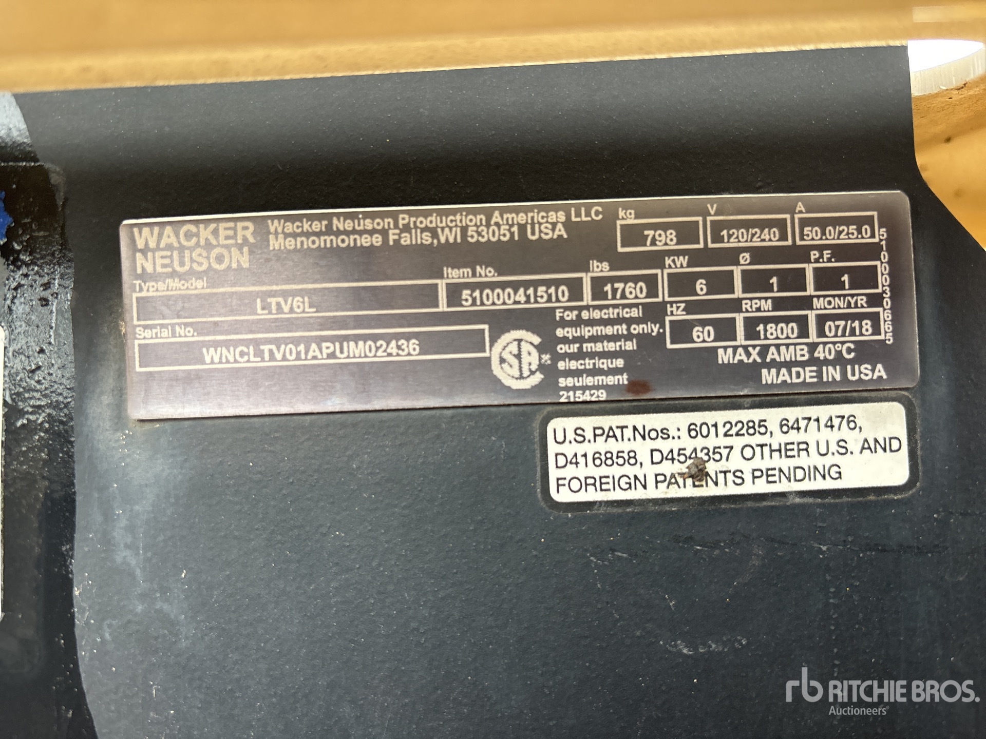 General Appearance with Serial Number / VIN