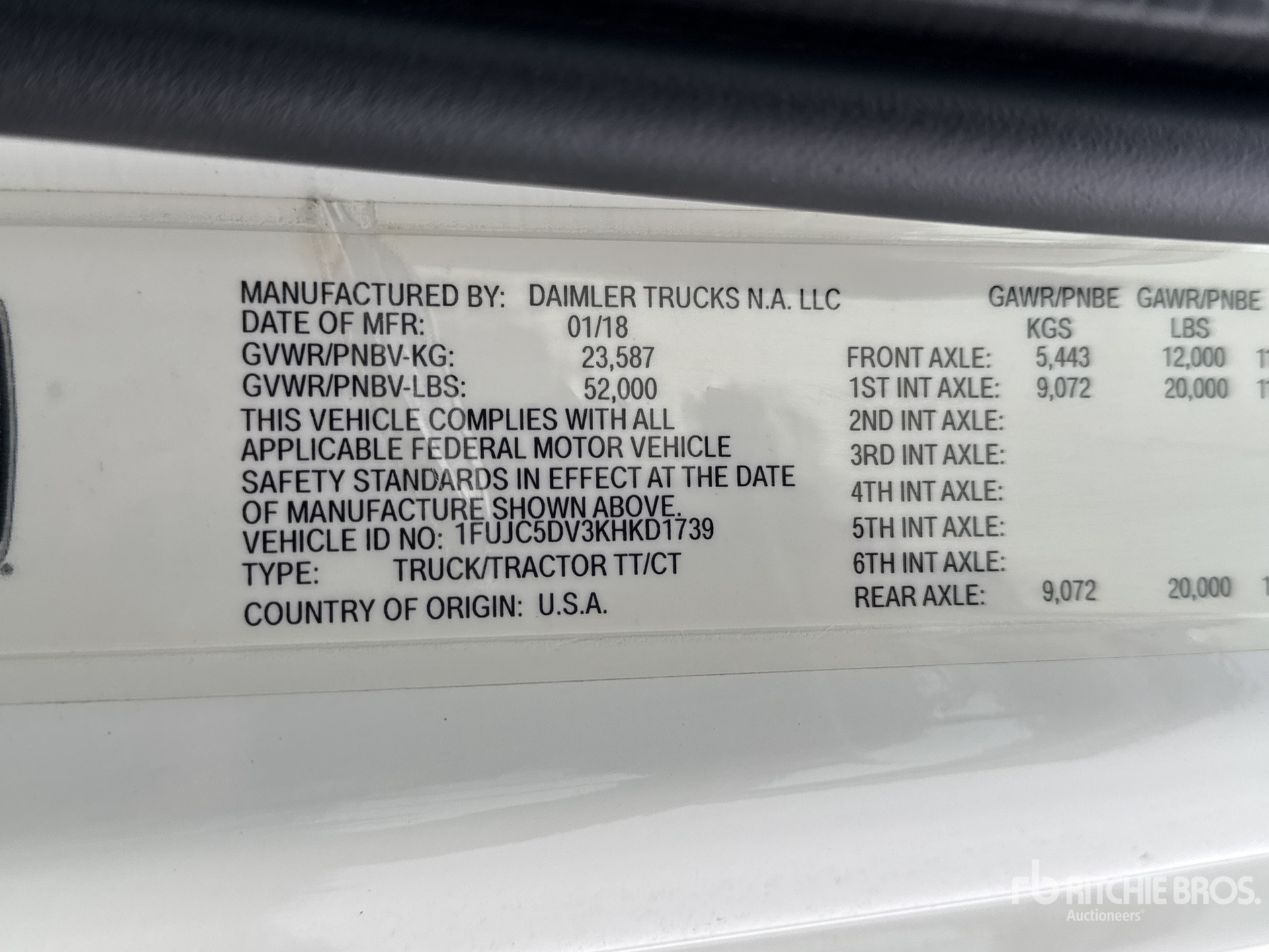 General Appearance with Serial Number / VIN