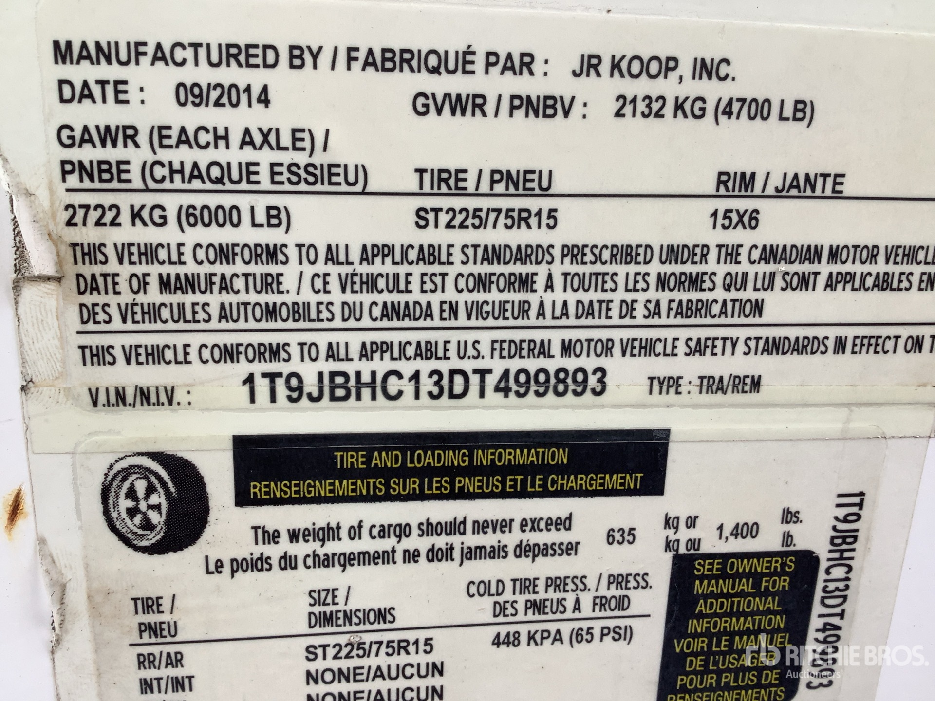 General Appearance with Serial Number / VIN