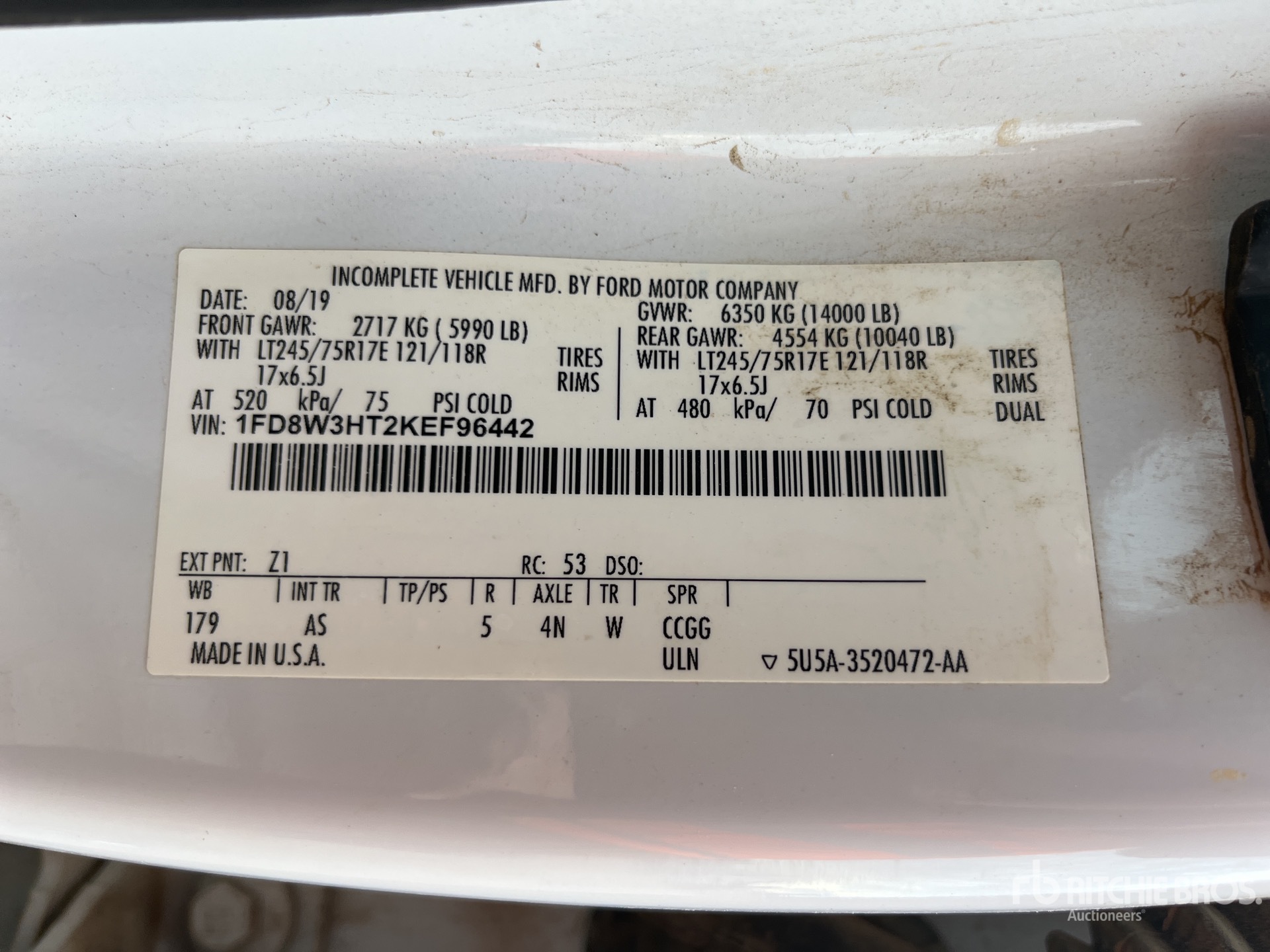 General Appearance with Serial Number / VIN