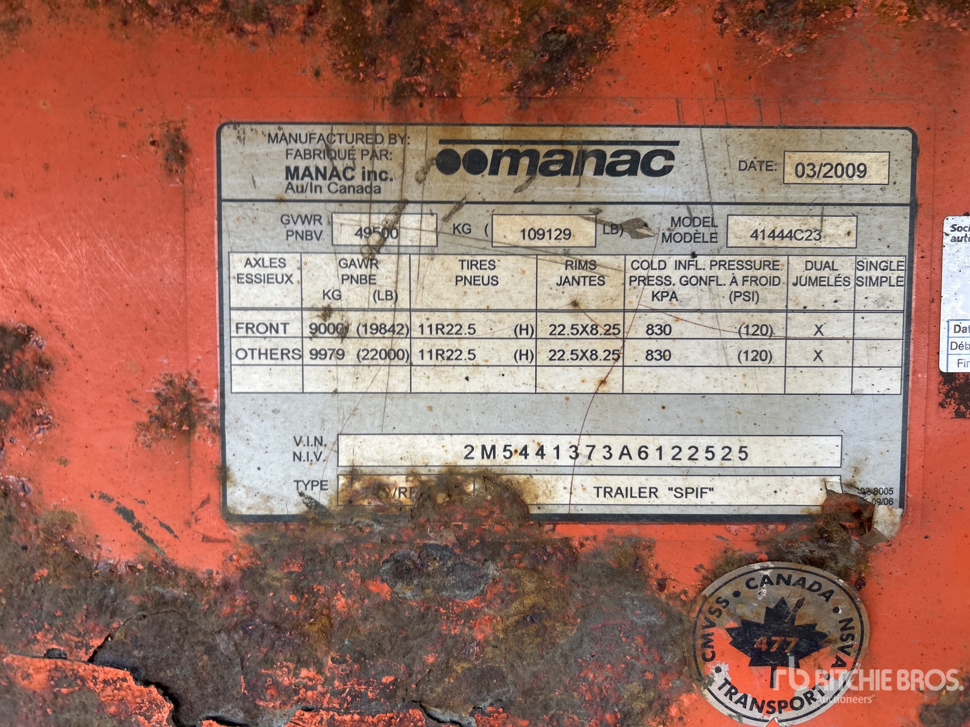 General Appearance with Serial Number / VIN