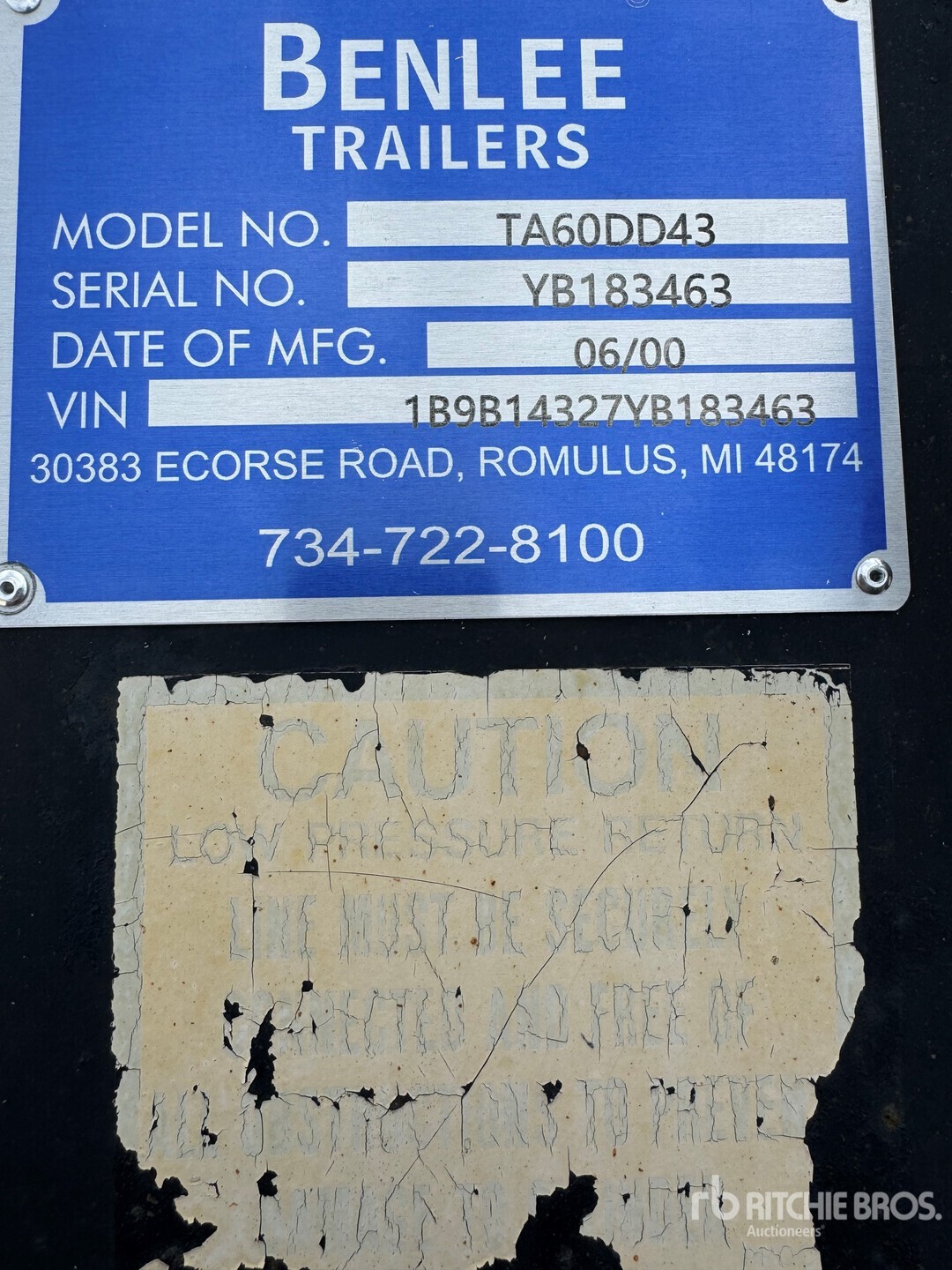 General Appearance with Serial Number / VIN