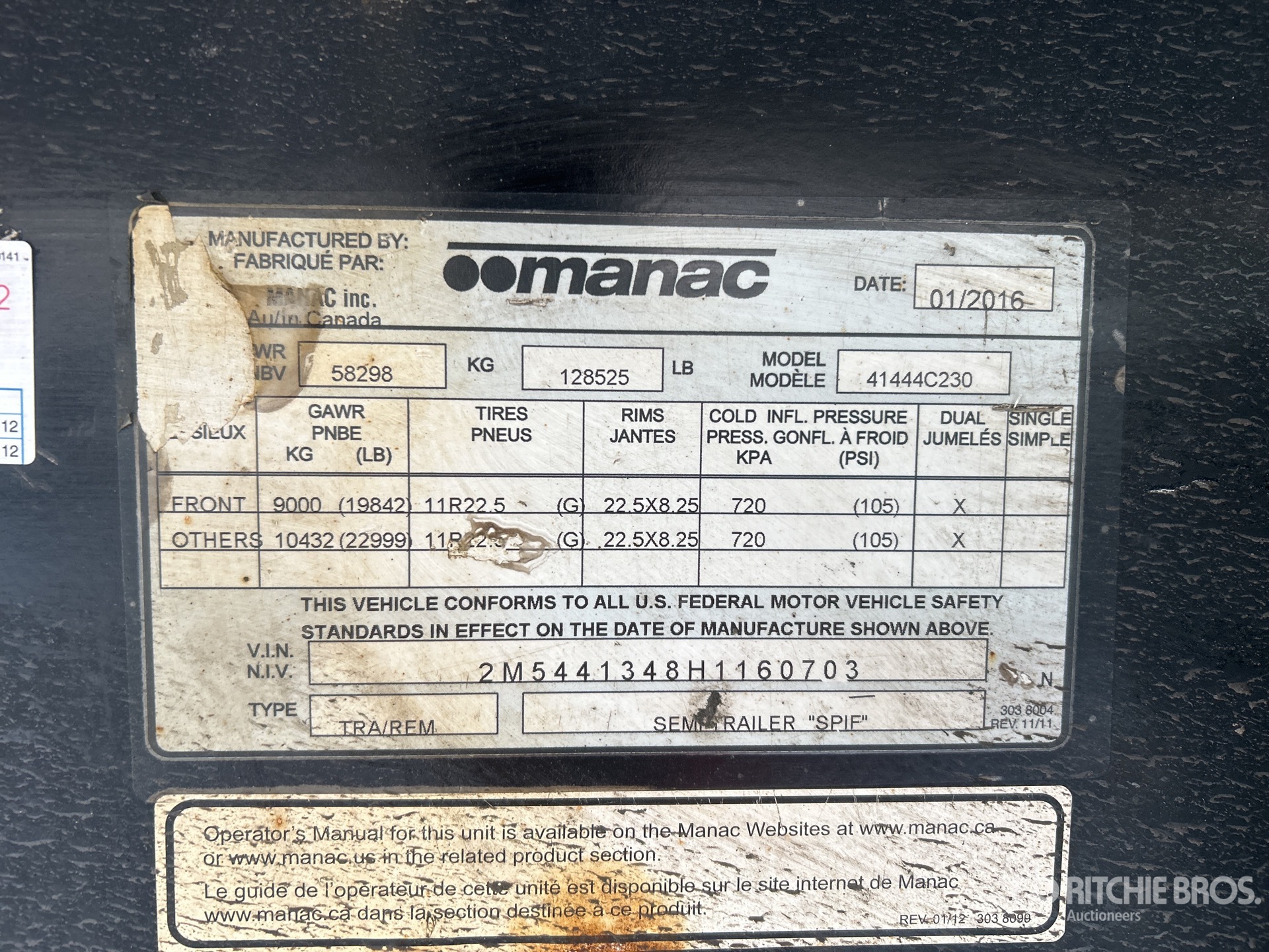 General Appearance with Serial Number / VIN