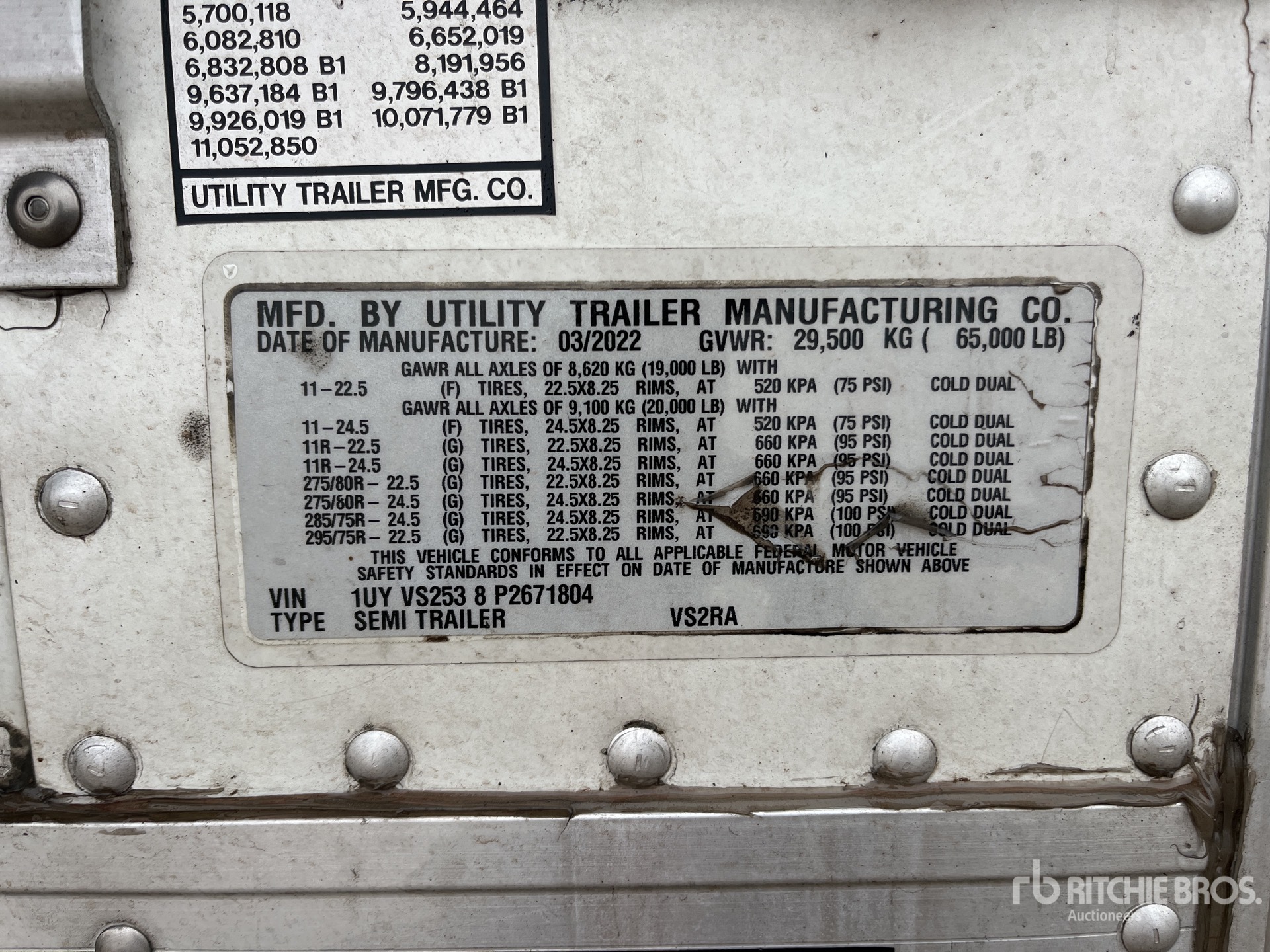 General Appearance with Serial Number / VIN