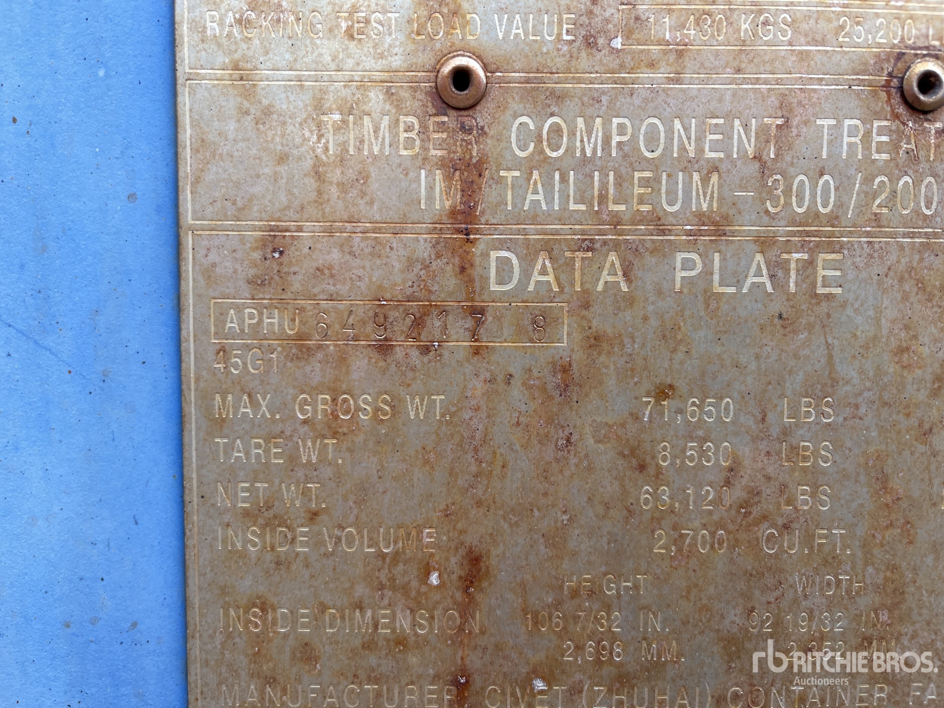 General Appearance with Serial Number / VIN