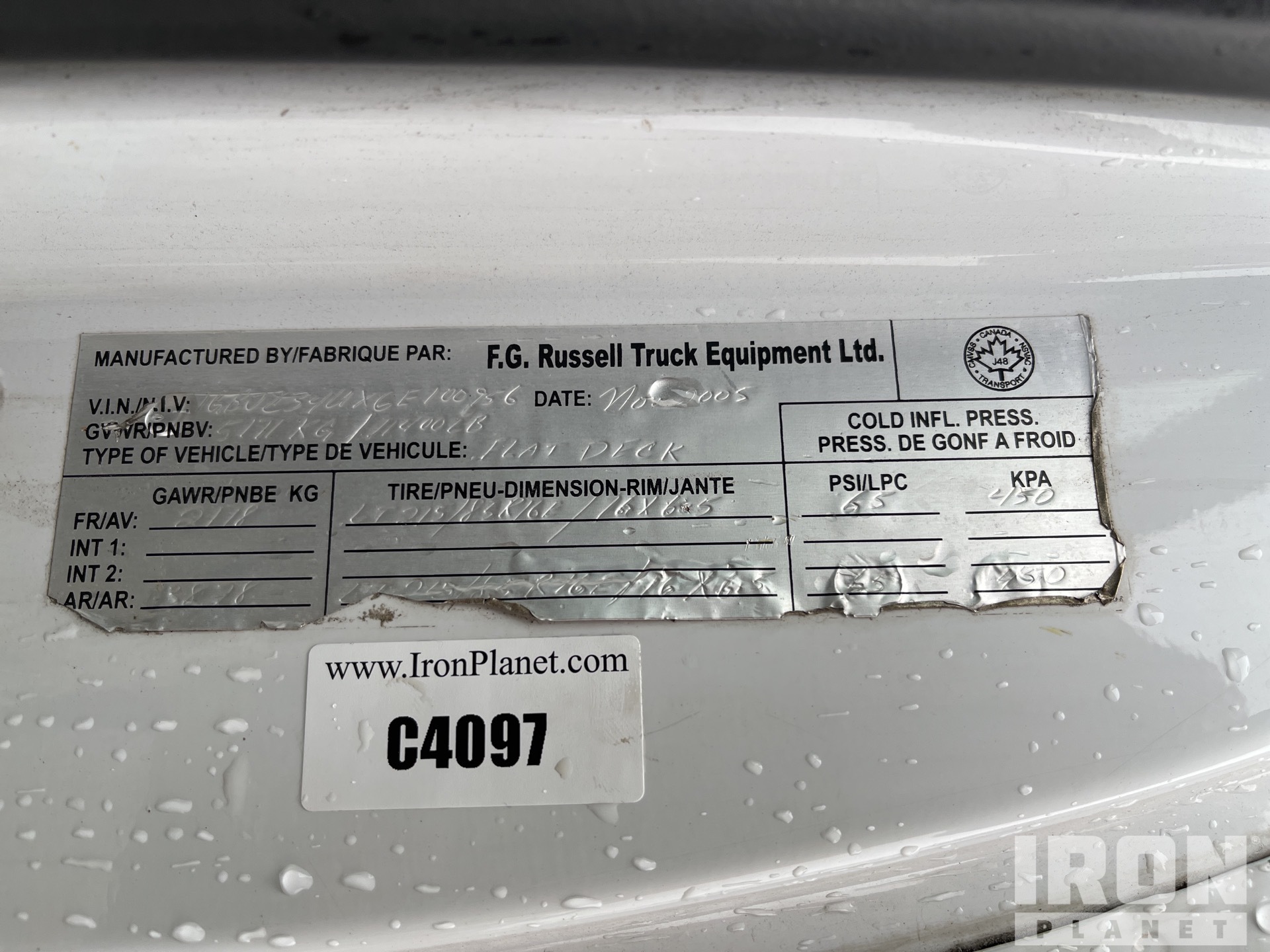 General Appearance with Serial Number / VIN