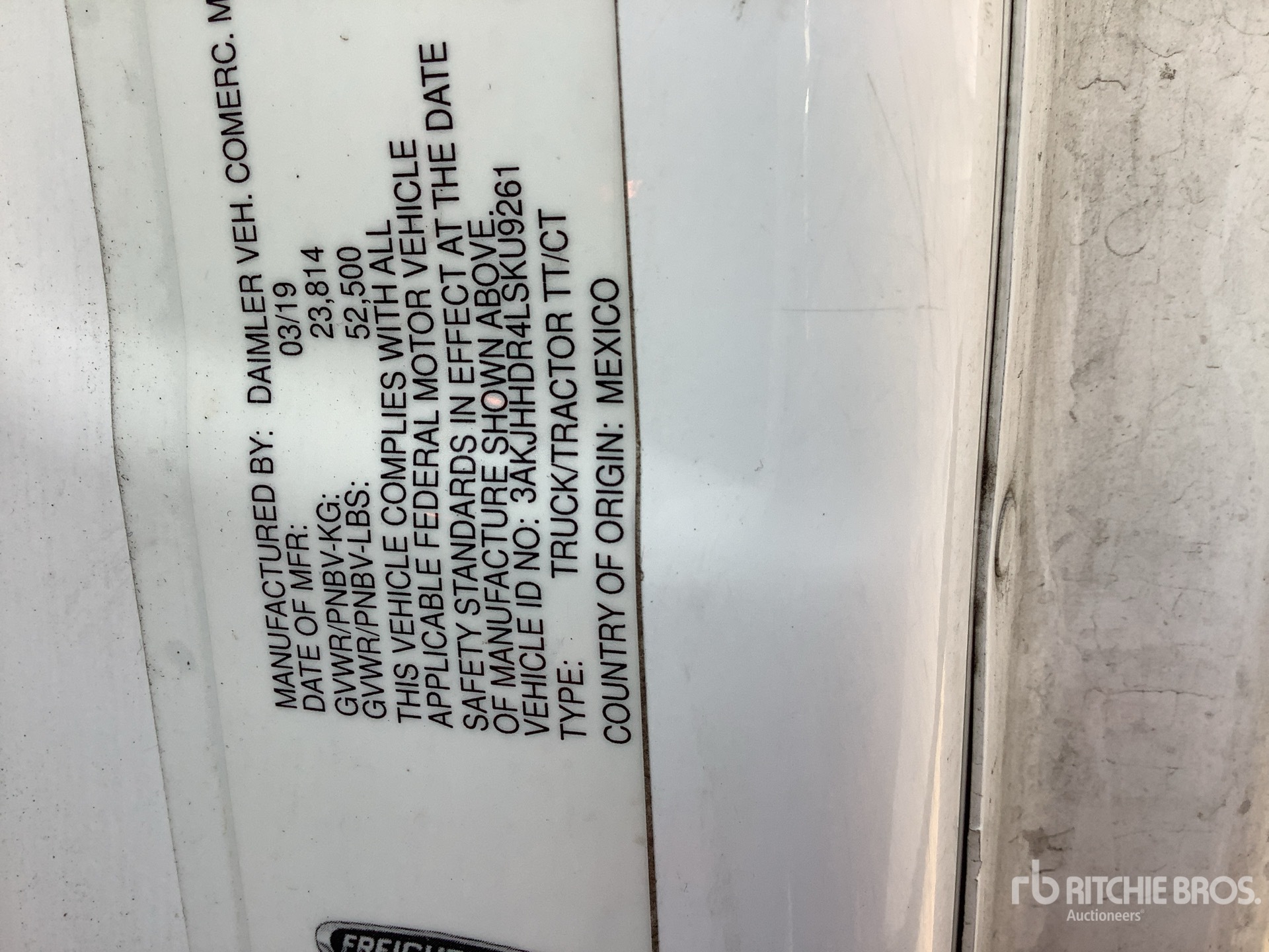 General Appearance with Serial Number / VIN