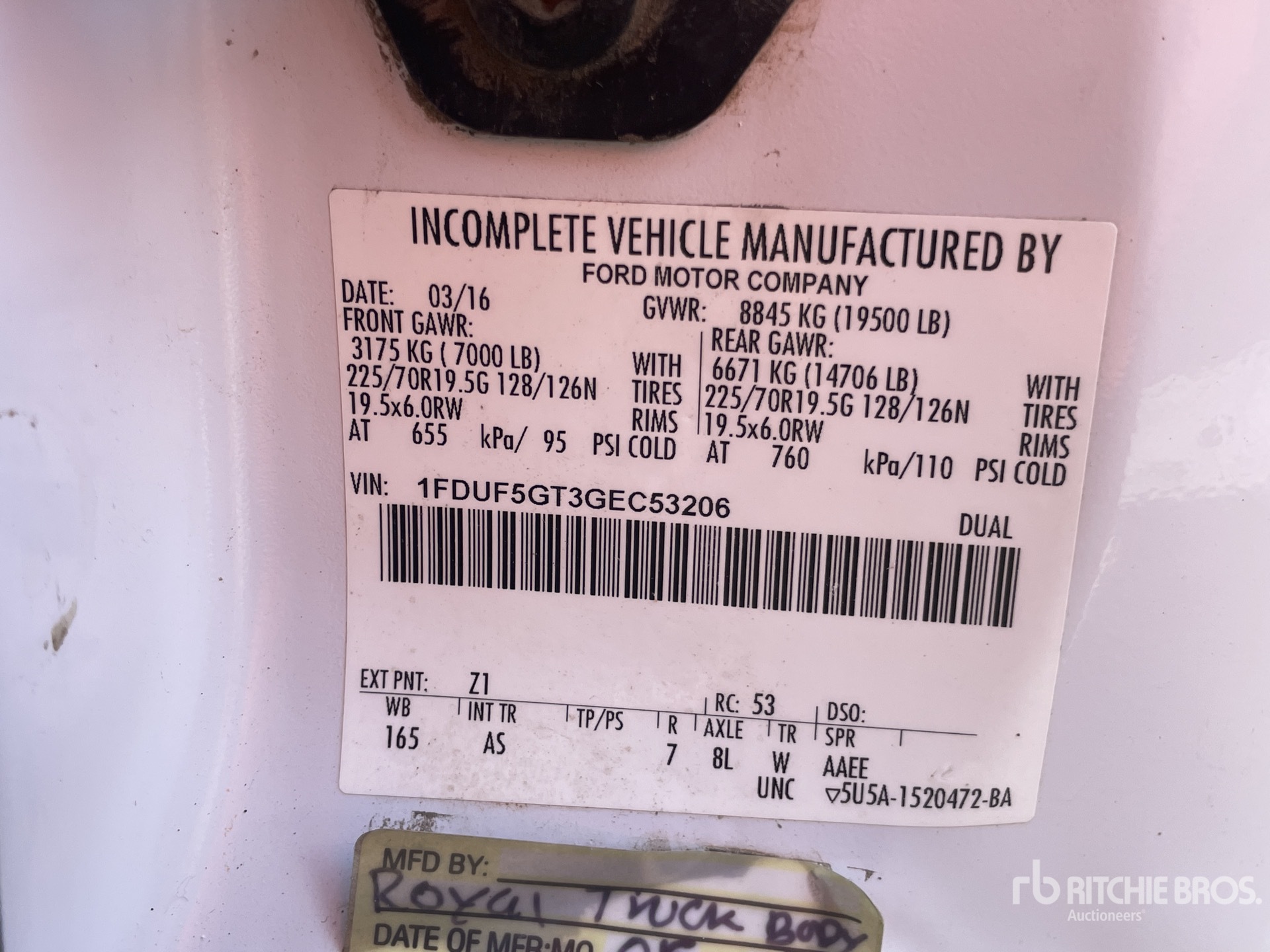 General Appearance with Serial Number / VIN