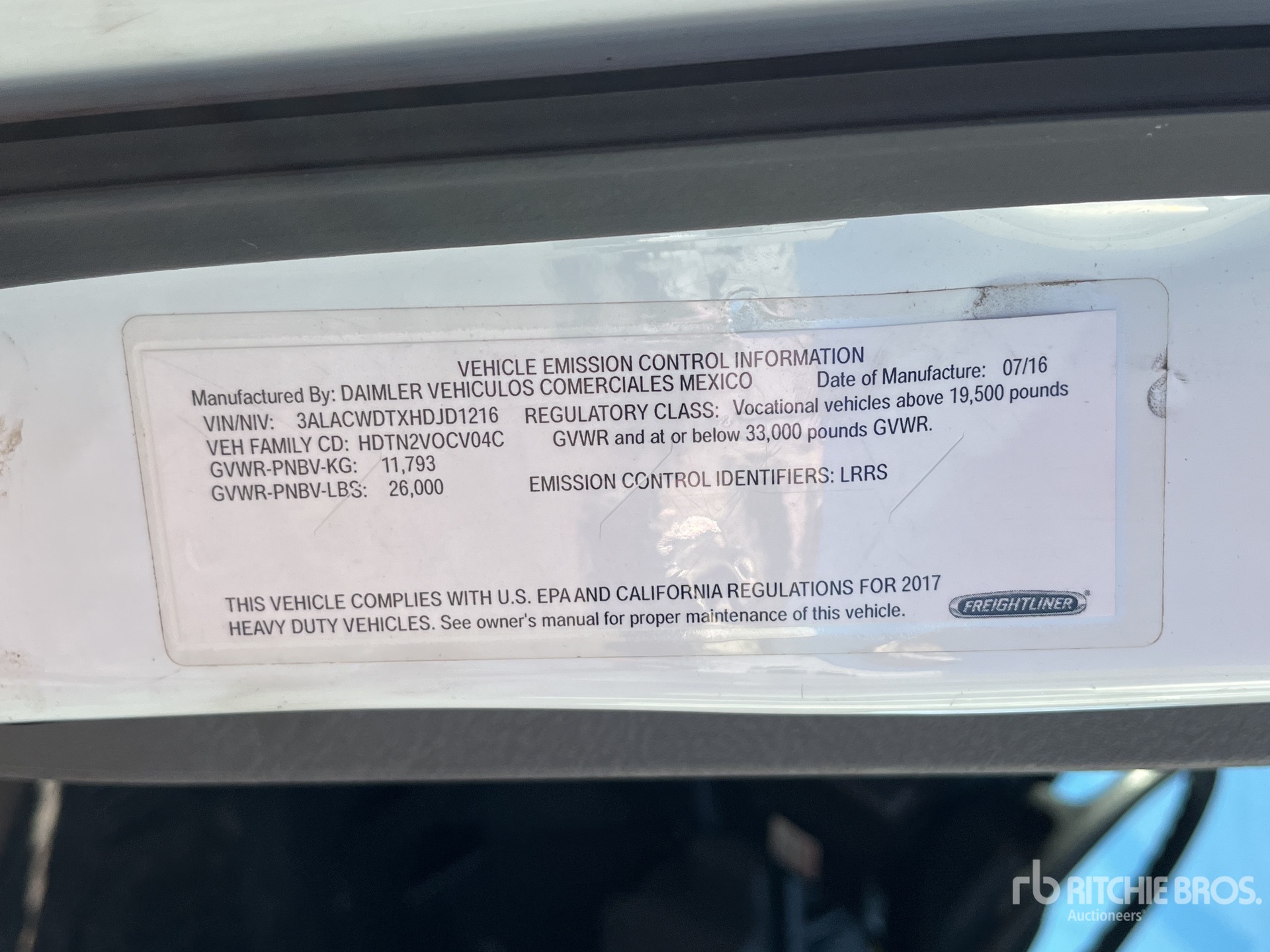 General Appearance with Serial Number / VIN