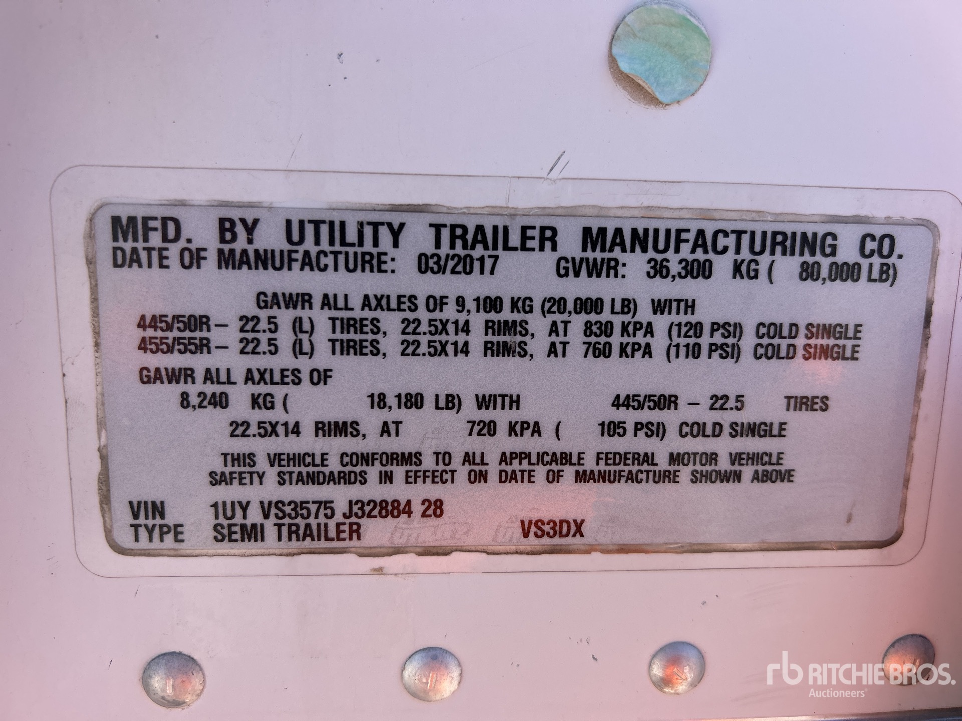General Appearance with Serial Number / VIN