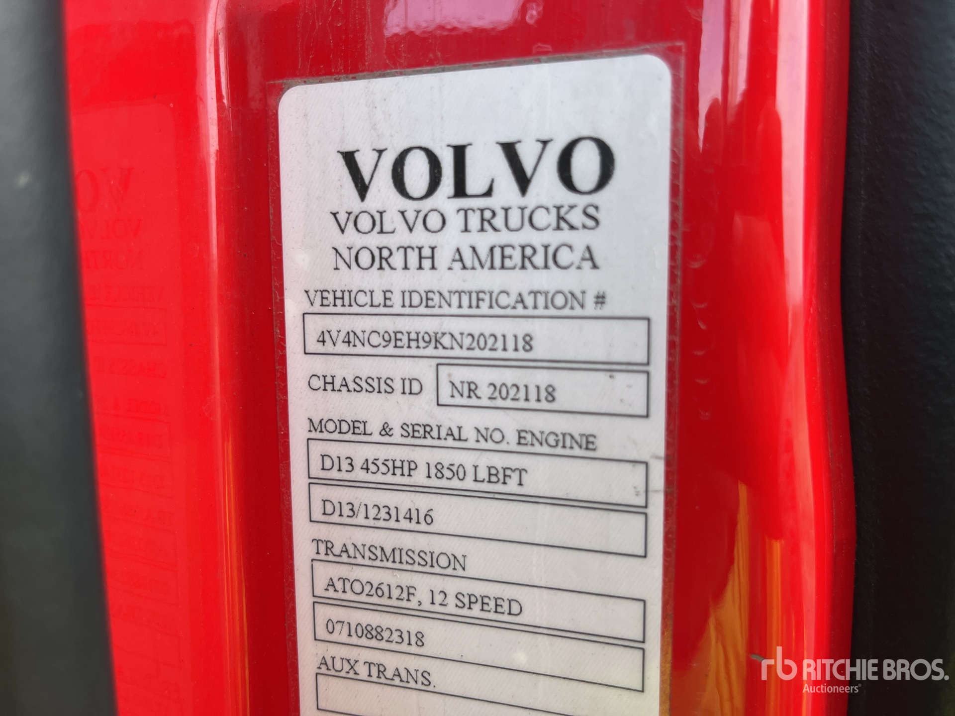 General Appearance with Serial Number / VIN