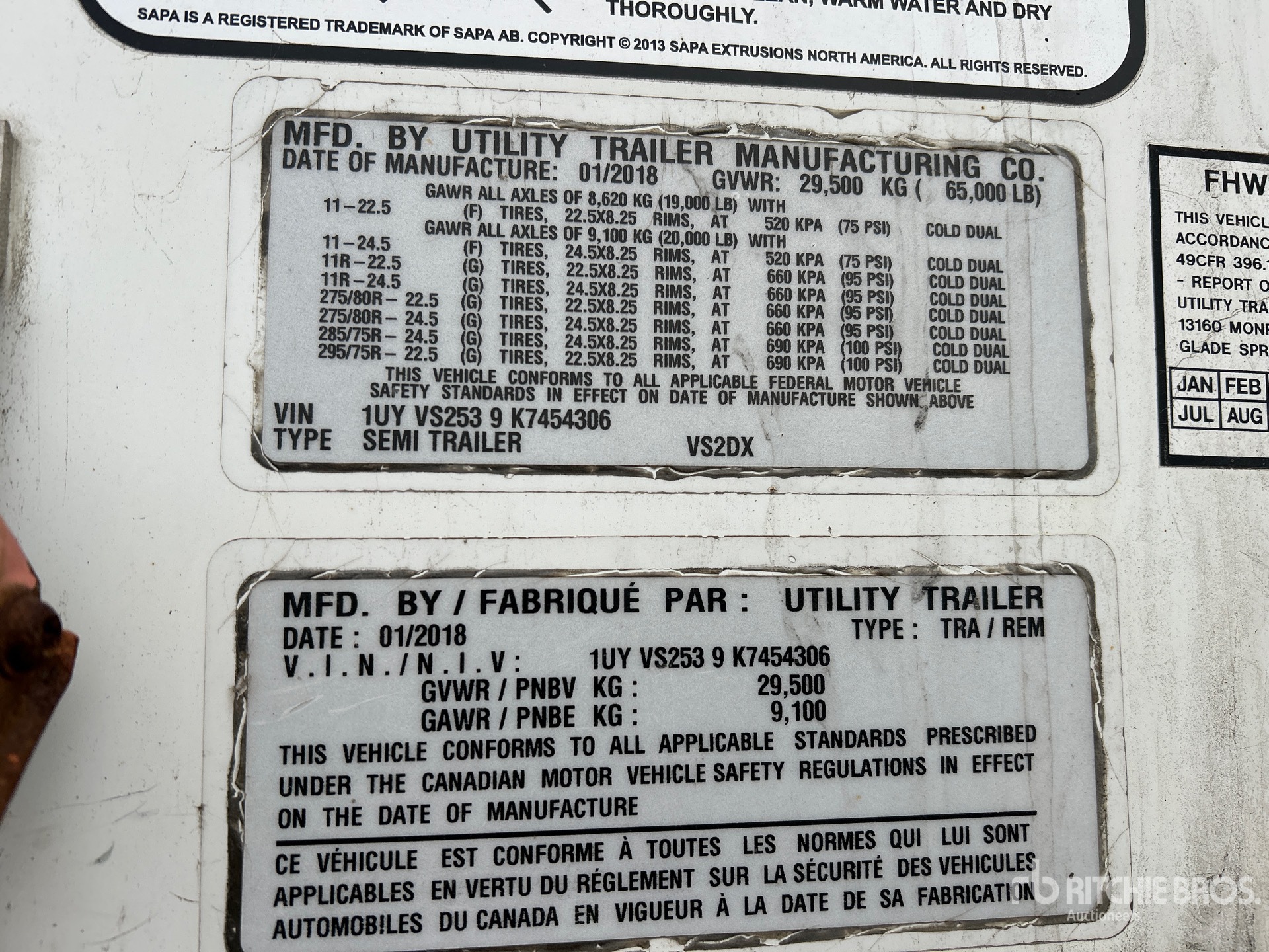 General Appearance with Serial Number / VIN