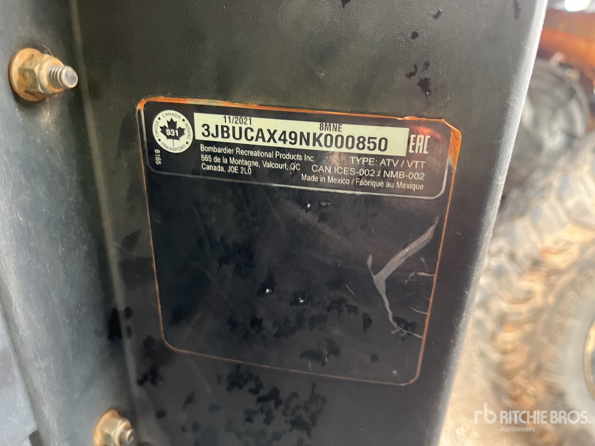 General Appearance with Serial Number / VIN