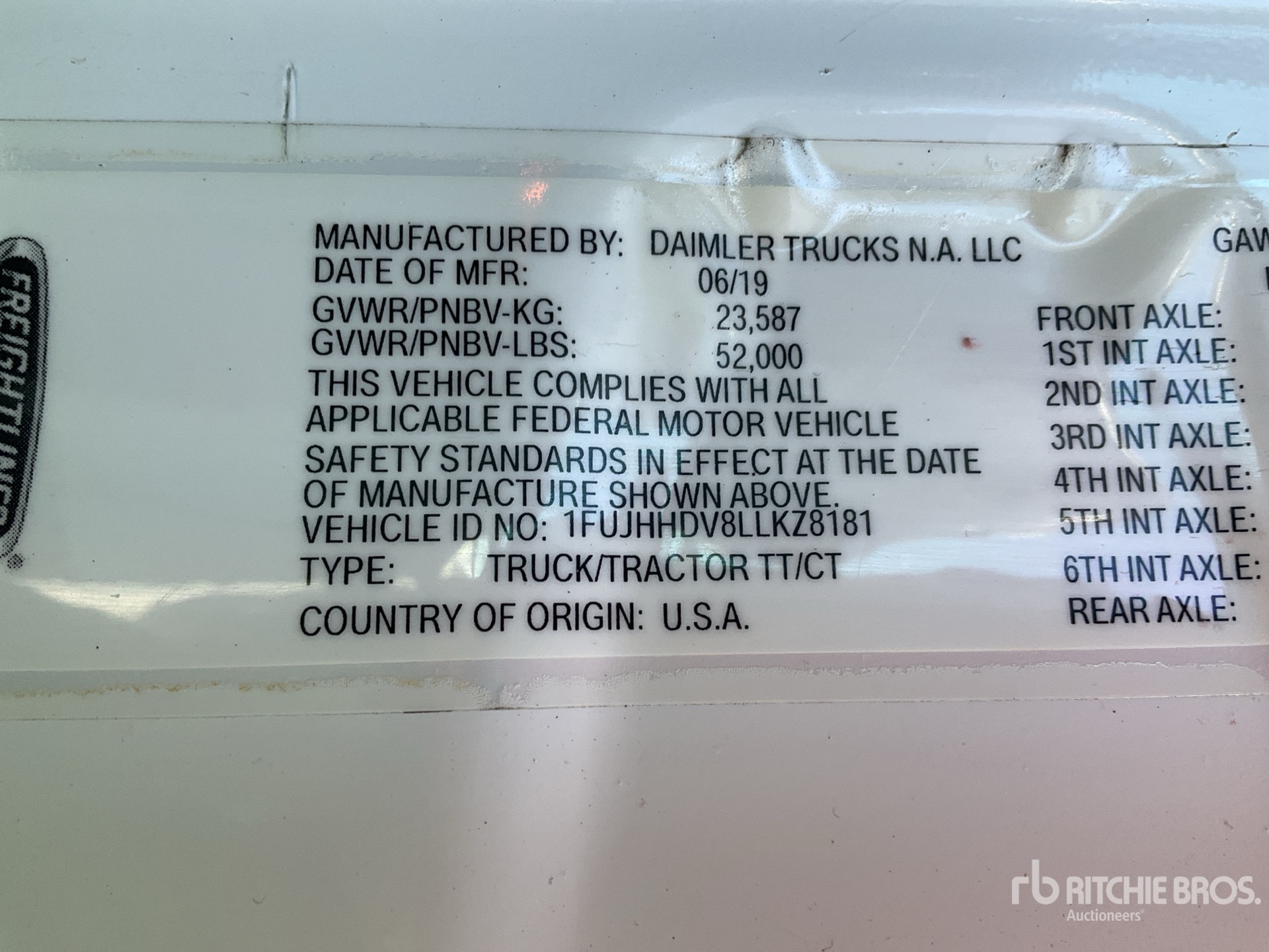 General Appearance with Serial Number / VIN