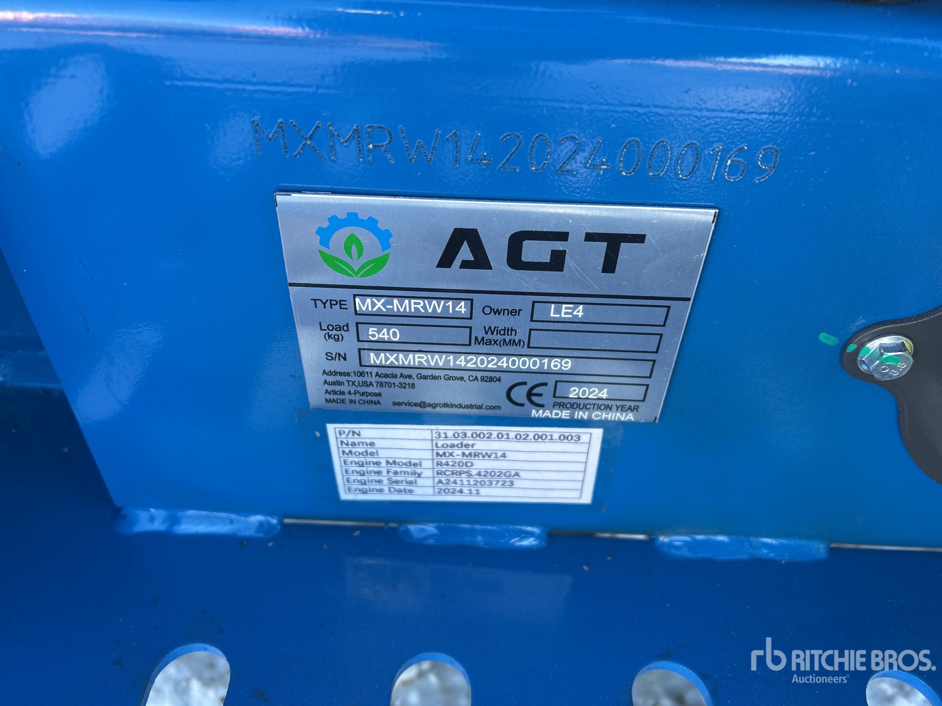 General Appearance with Serial Number / VIN