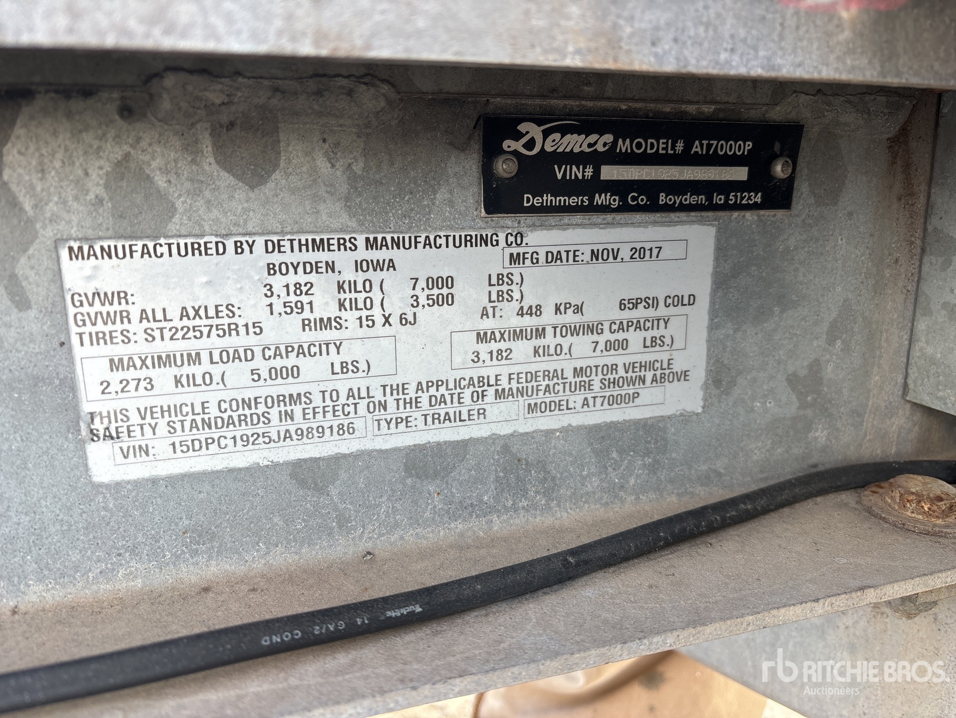 General Appearance with Serial Number / VIN