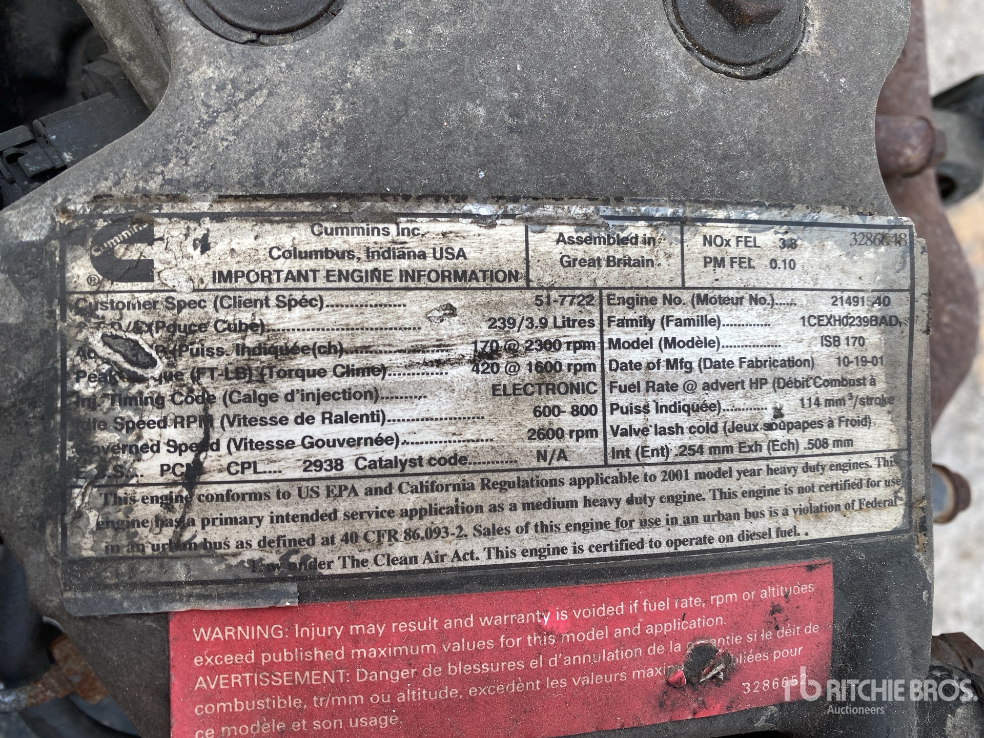 General Appearance with Serial Number / VIN