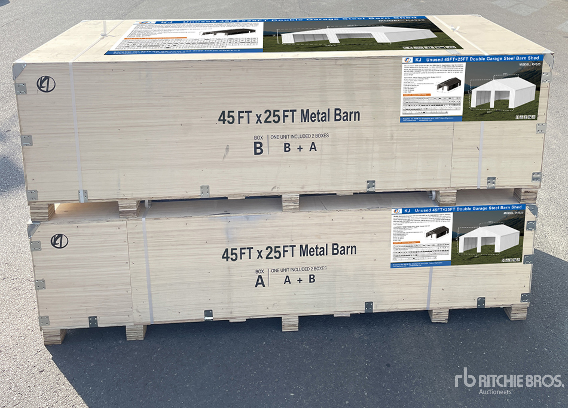 2025 KJ K4525 45 ft x 25 ft Metal Garage Storage Building (Unused ...