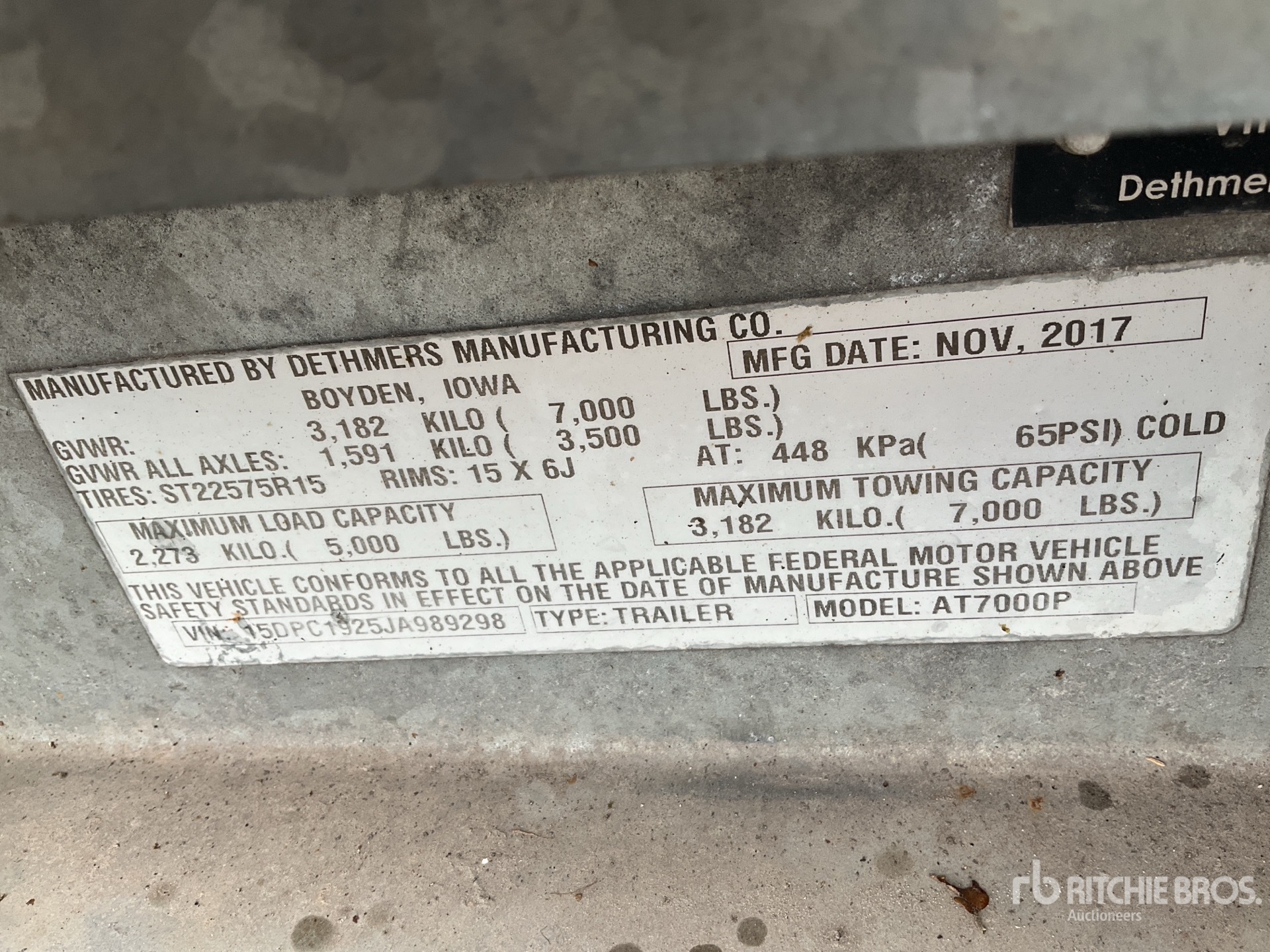 General Appearance with Serial Number / VIN