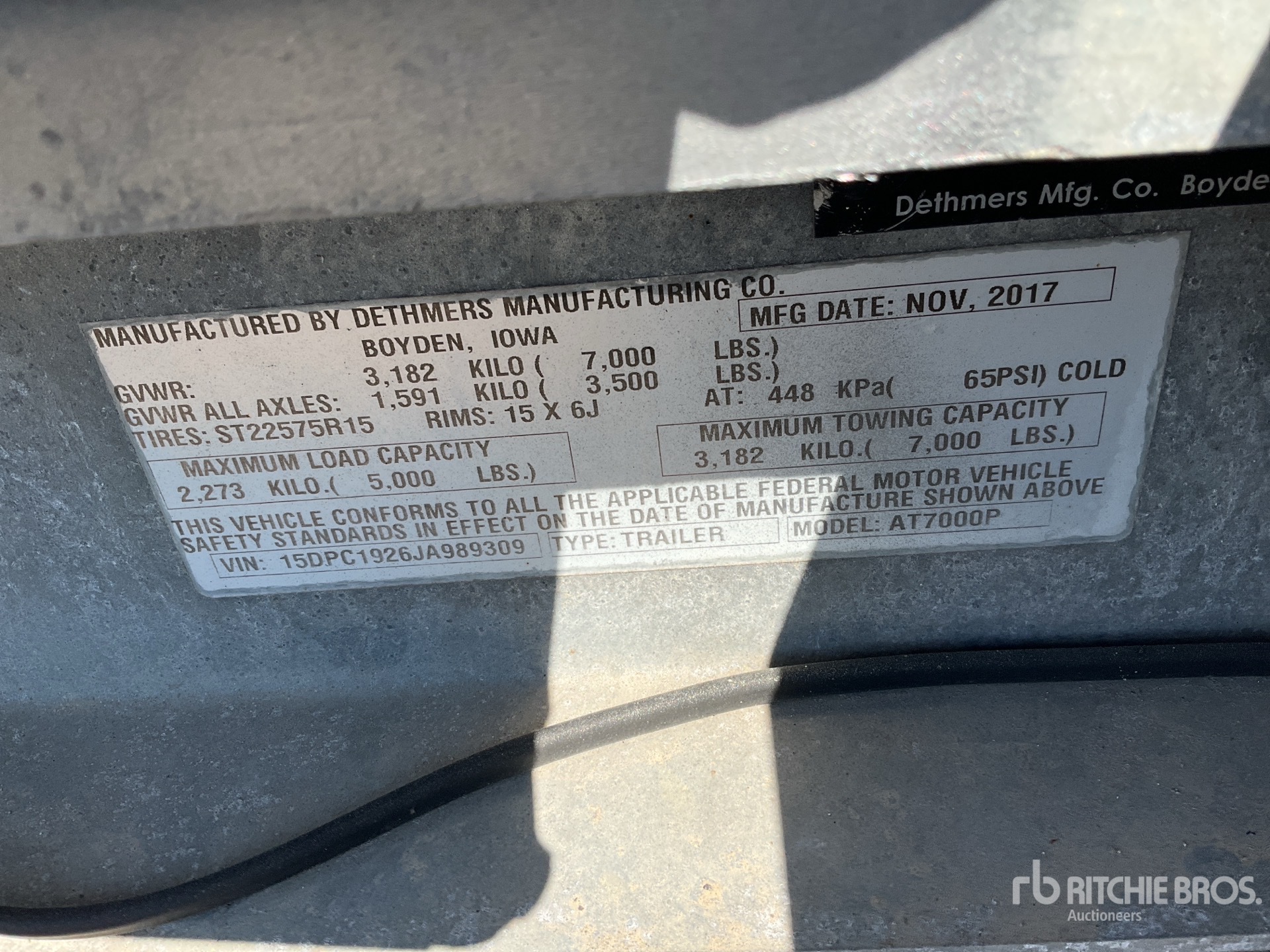 General Appearance with Serial Number / VIN