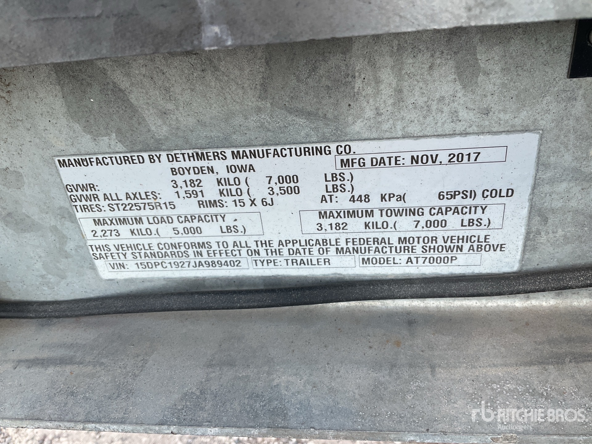 General Appearance with Serial Number / VIN