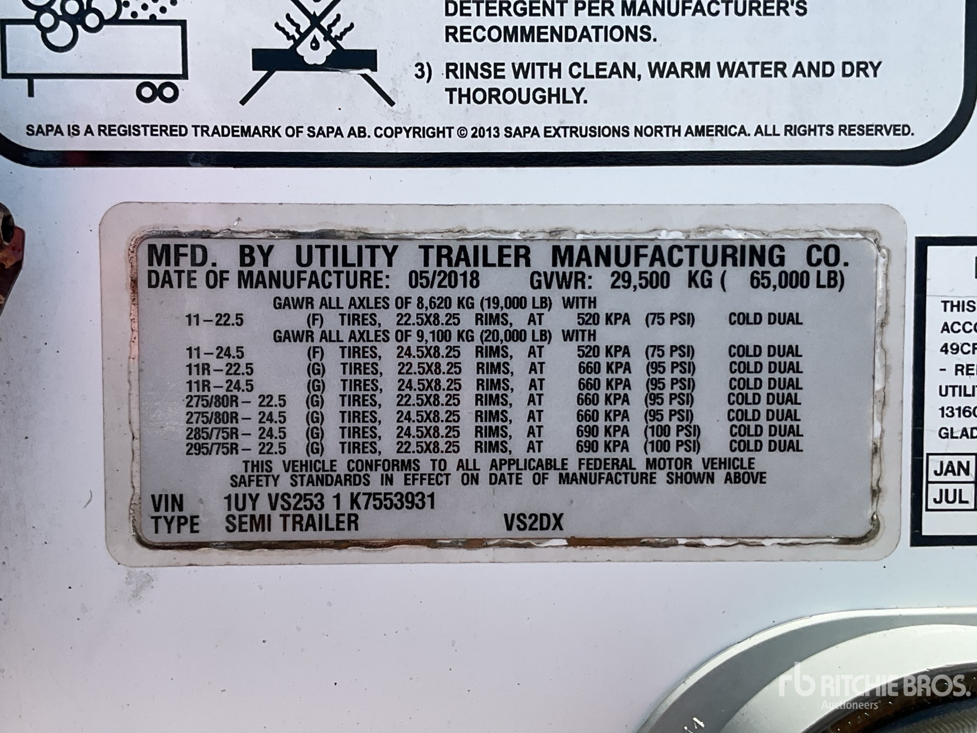 General Appearance with Serial Number / VIN