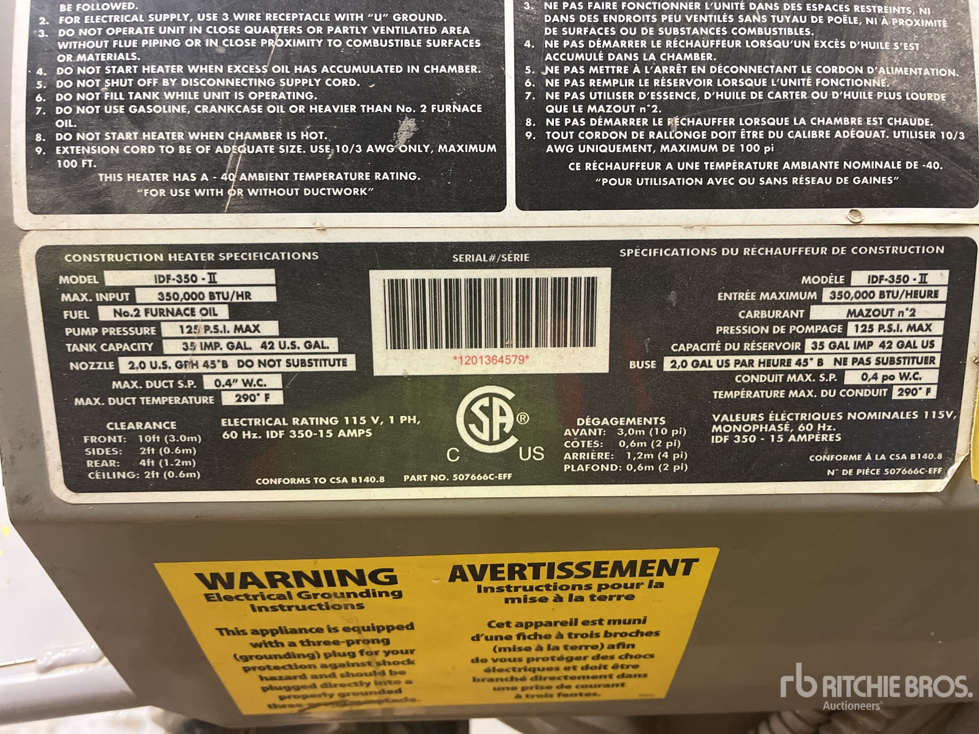 General Appearance with Serial Number / VIN
