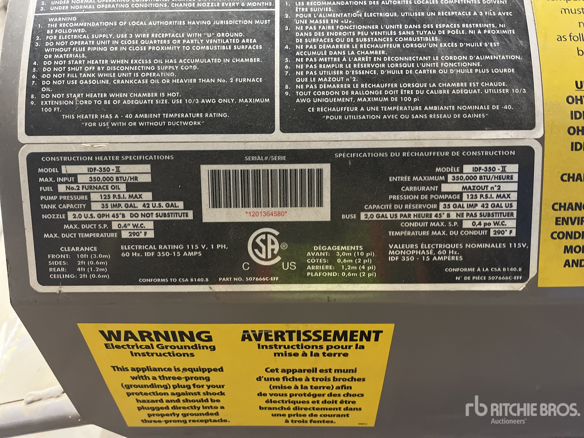 General Appearance with Serial Number / VIN