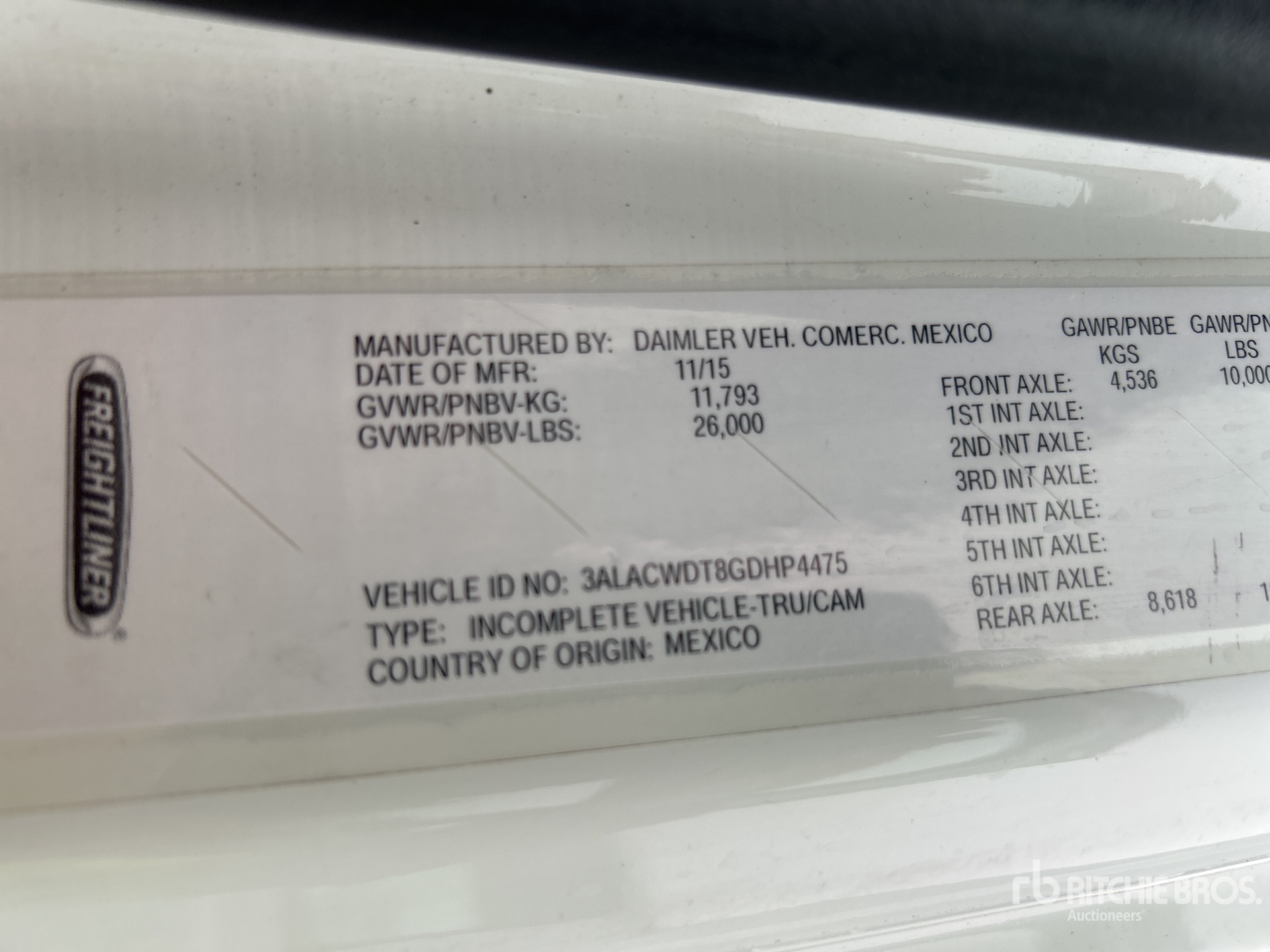 General Appearance with Serial Number / VIN