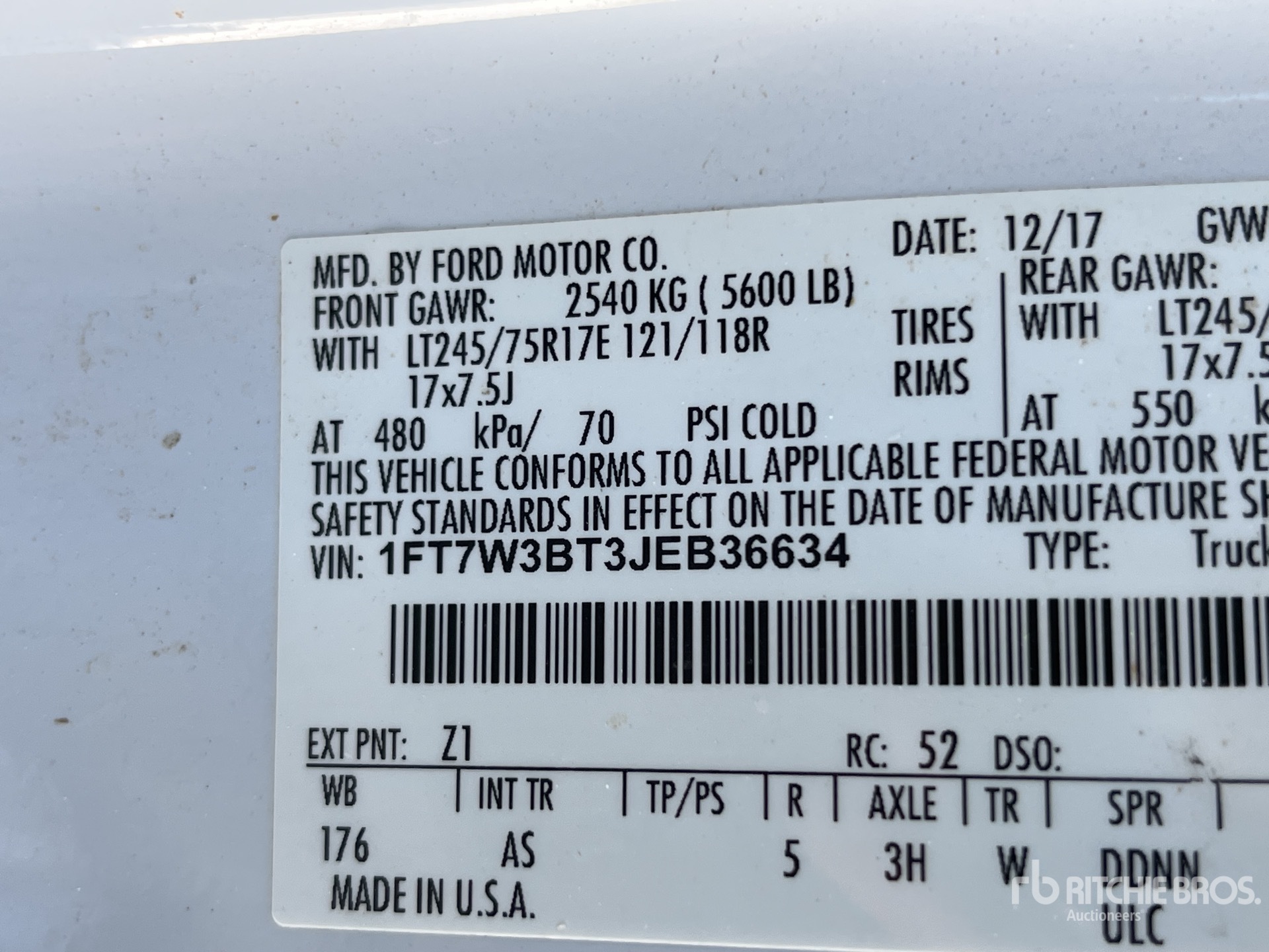 General Appearance with Serial Number / VIN