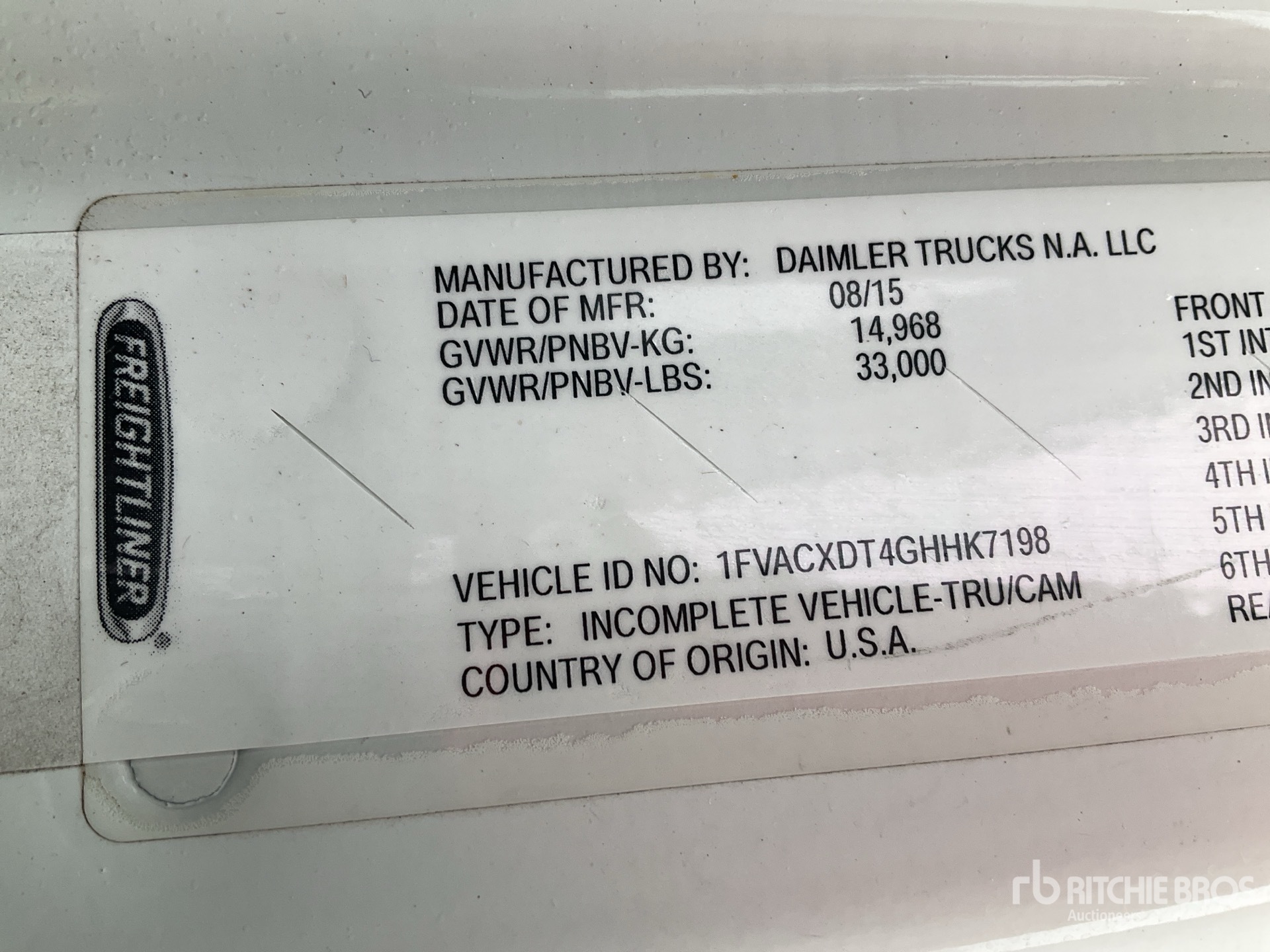 General Appearance with Serial Number / VIN