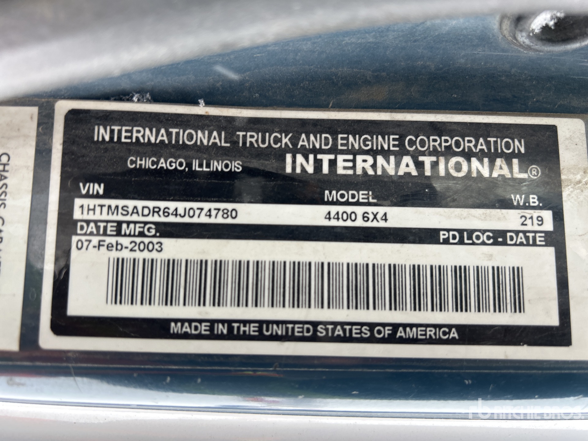 General Appearance with Serial Number / VIN