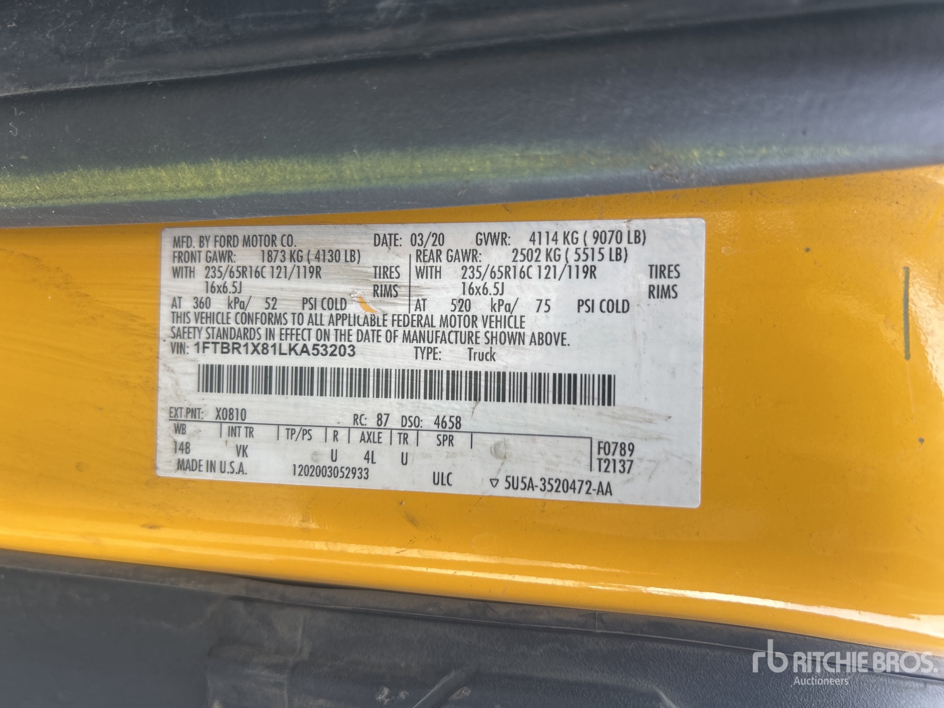 General Appearance with Serial Number / VIN