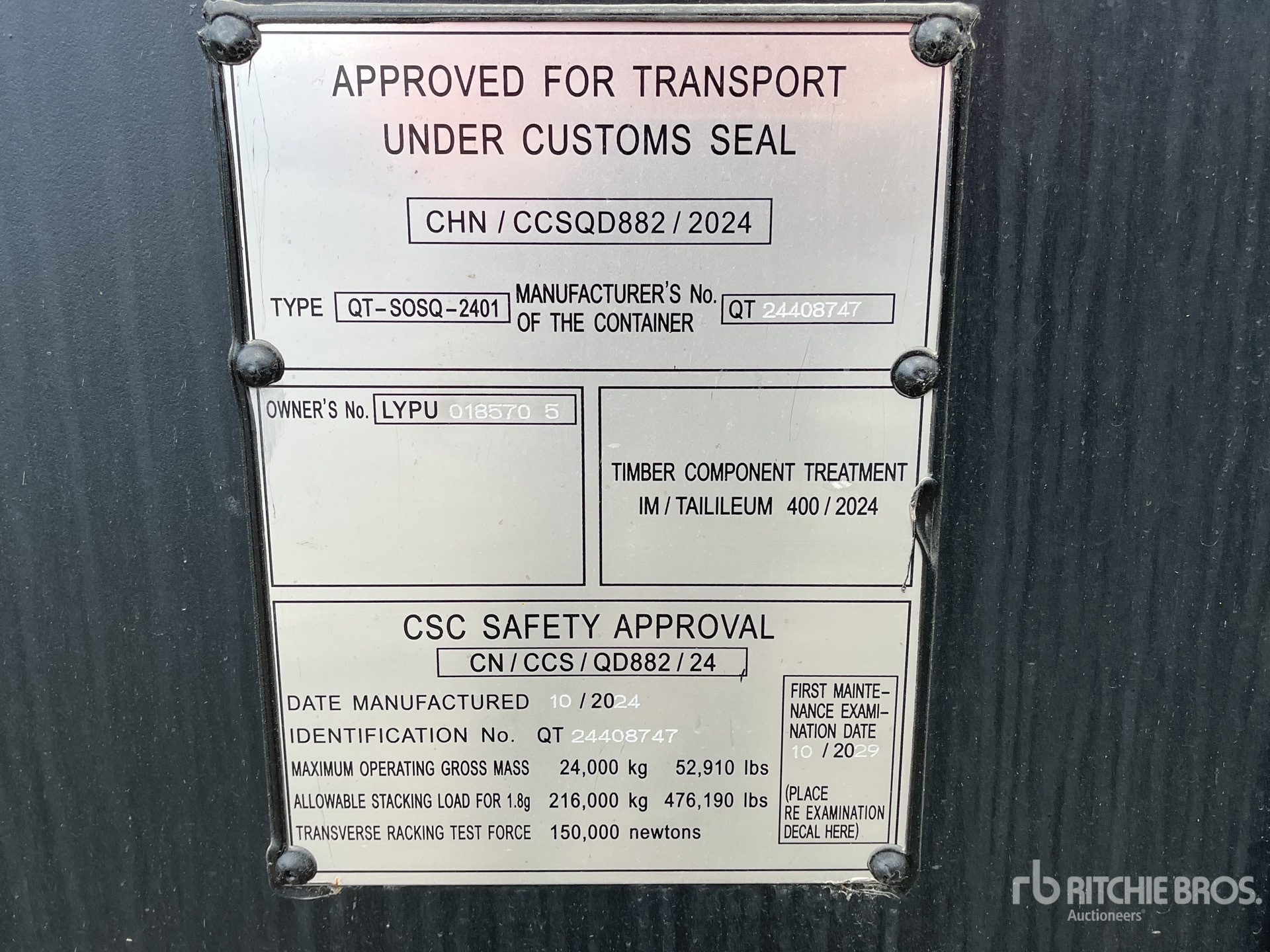 General Appearance with Serial Number / VIN