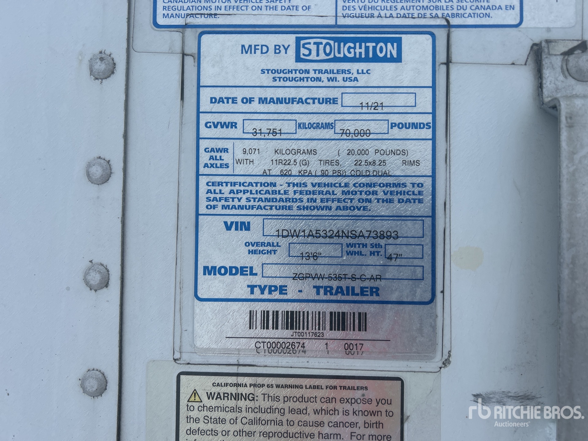 General Appearance with Serial Number / VIN