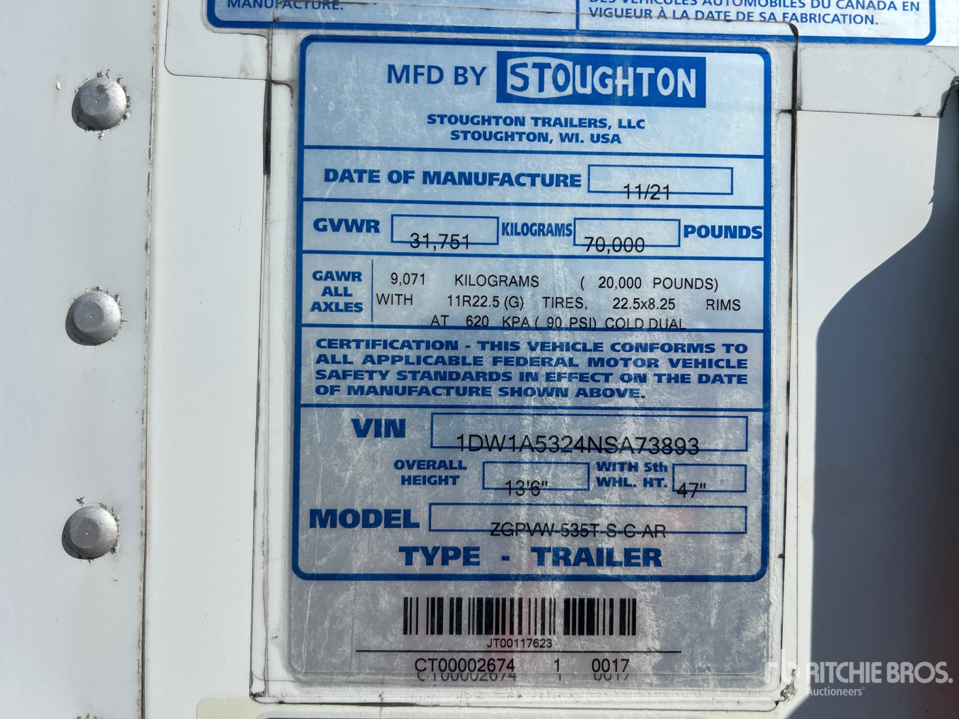 General Appearance with Serial Number / VIN