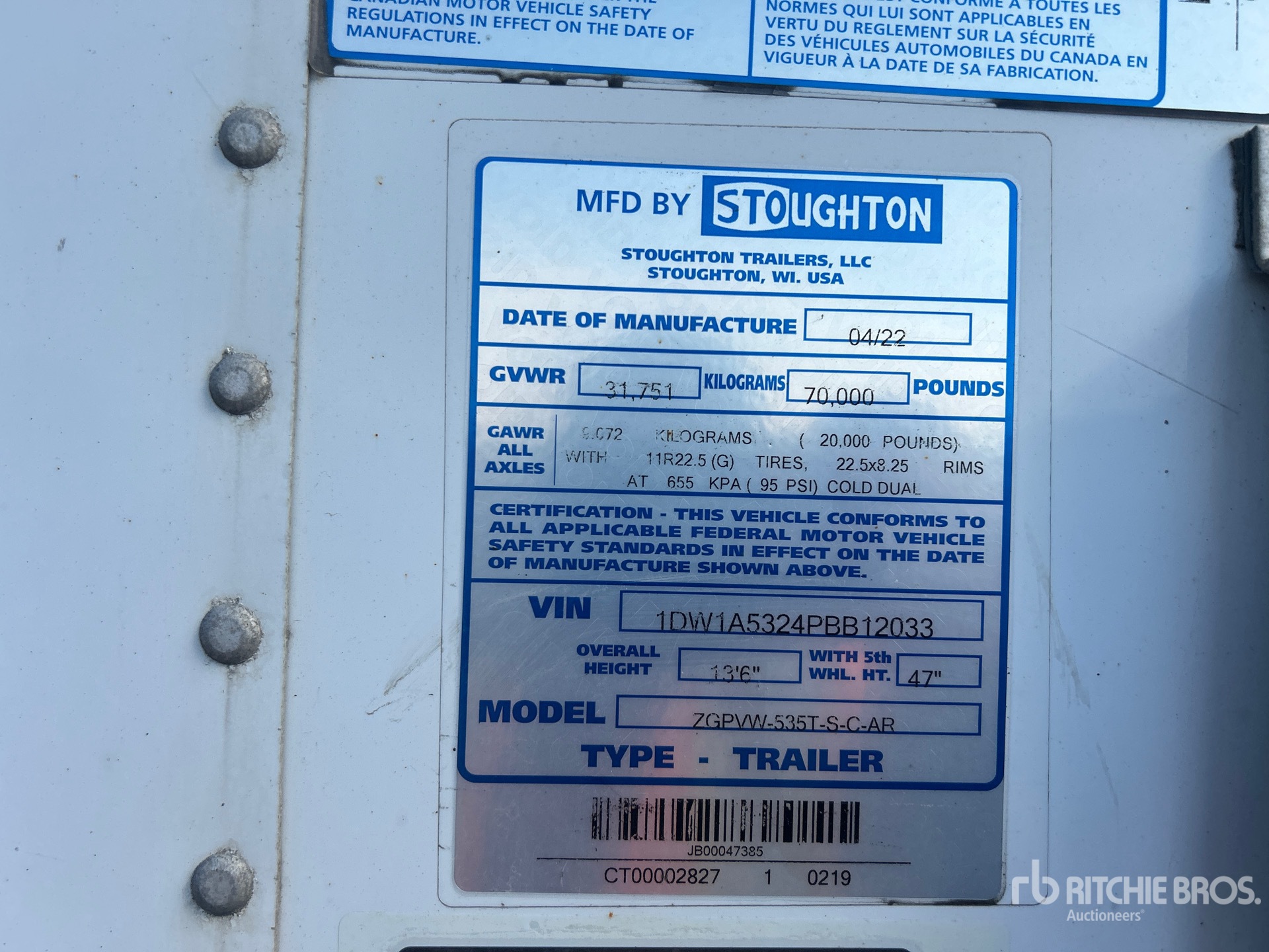 General Appearance with Serial Number / VIN