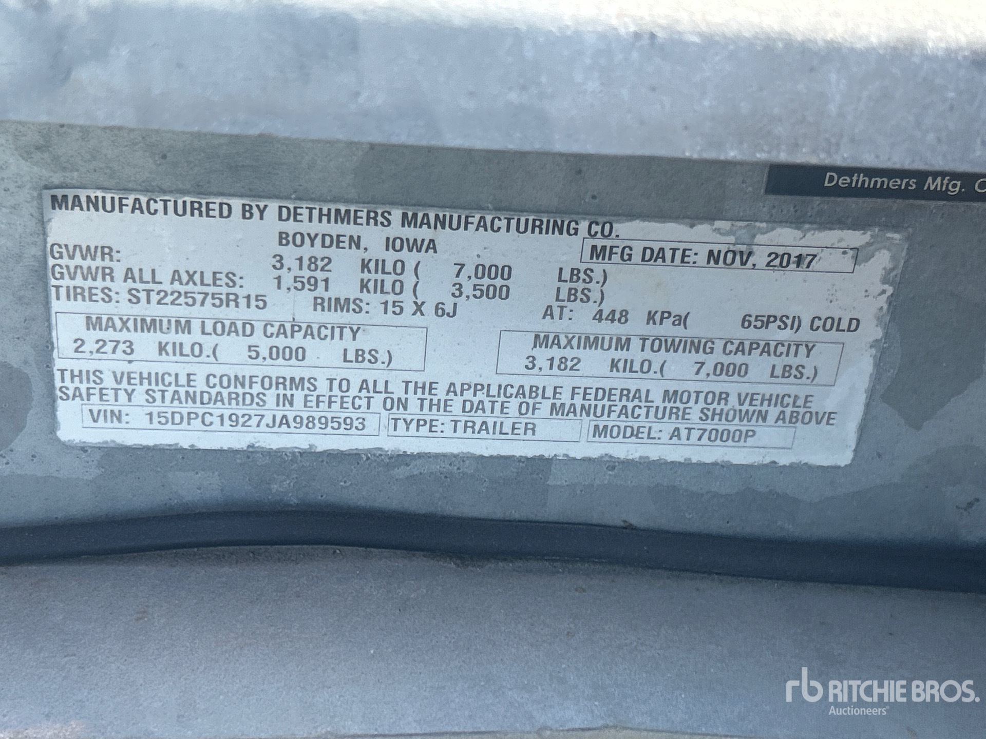 General Appearance with Serial Number / VIN