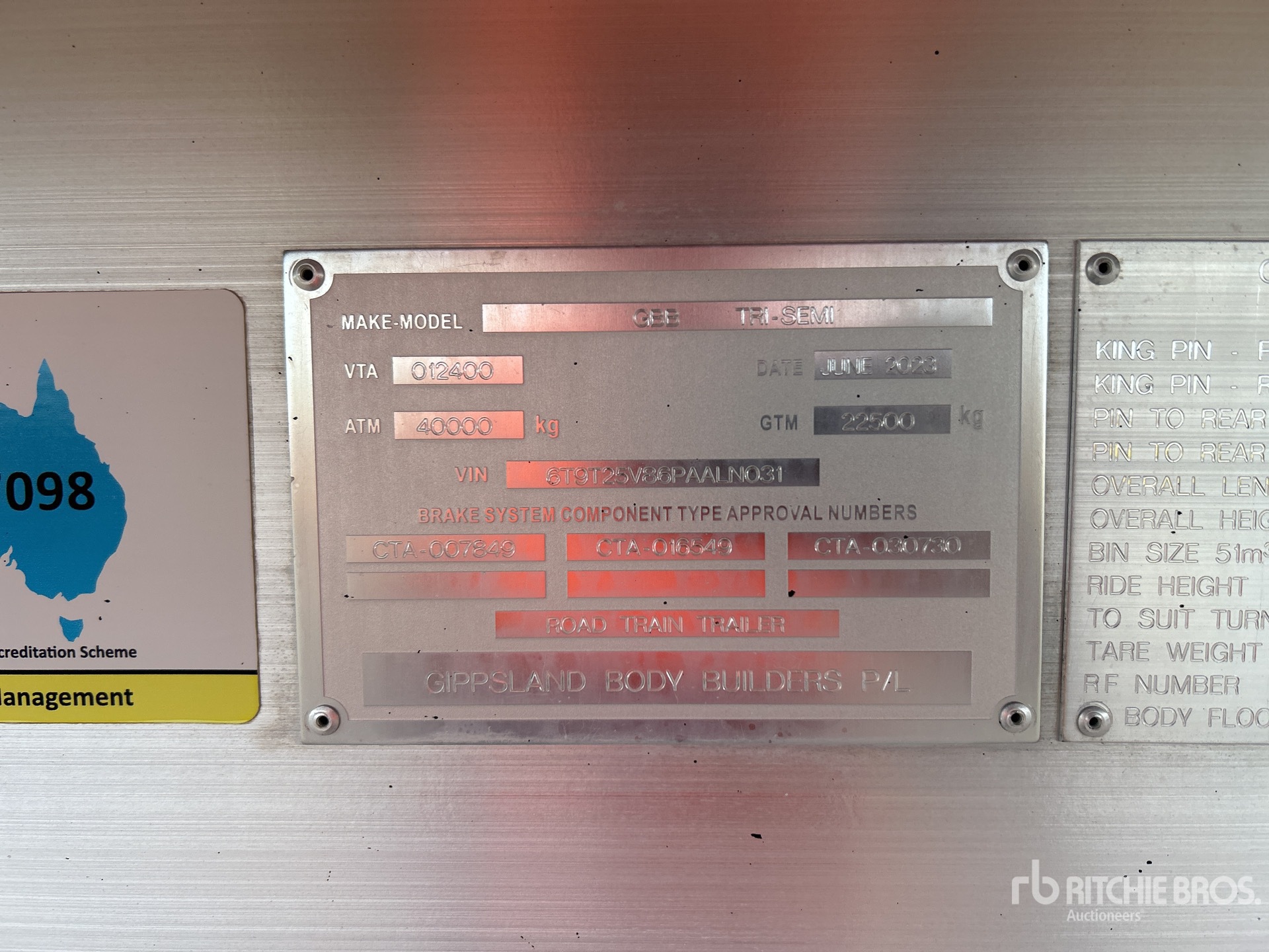General Appearance with Serial Number / VIN