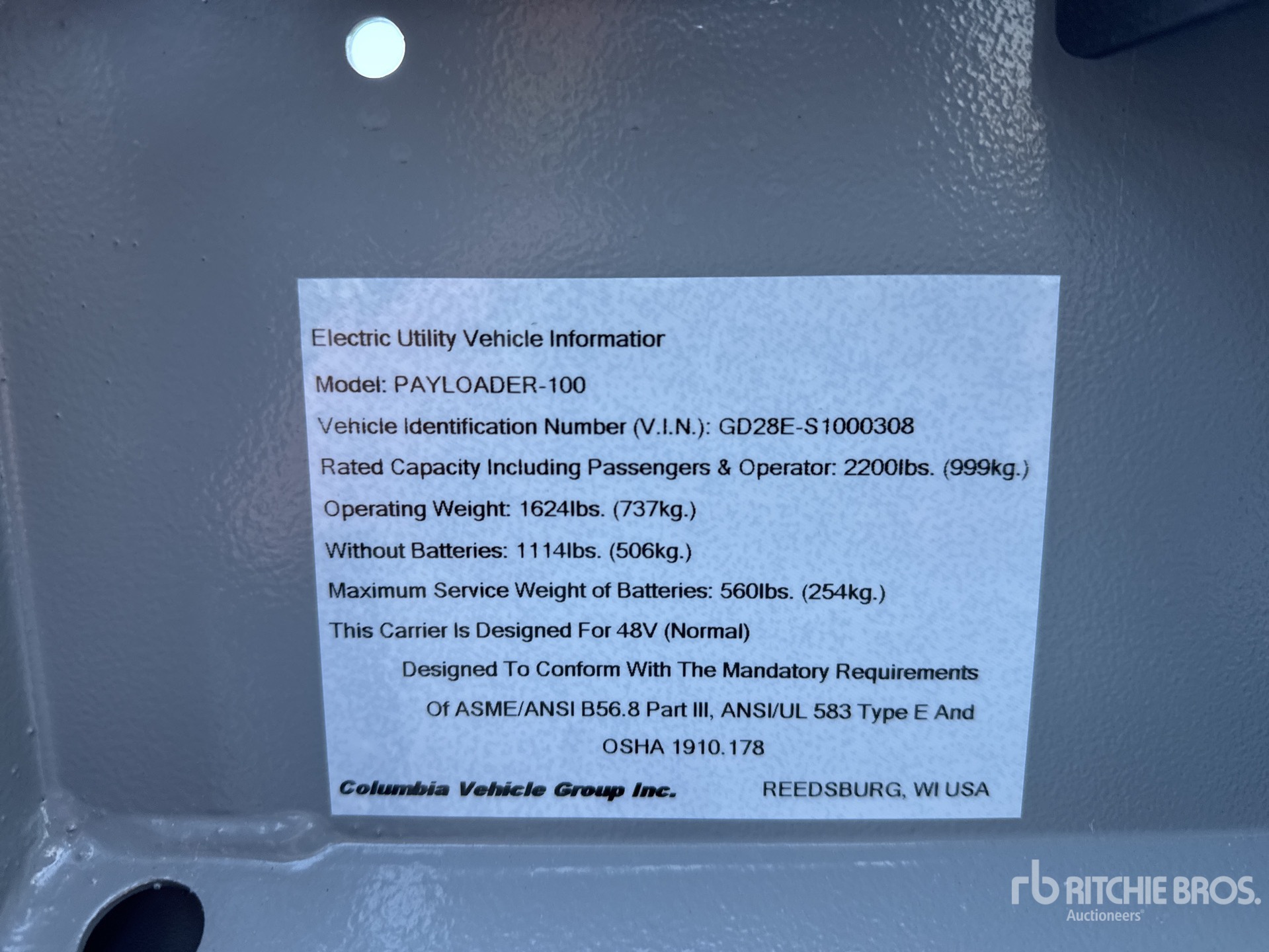 General Appearance with Serial Number / VIN