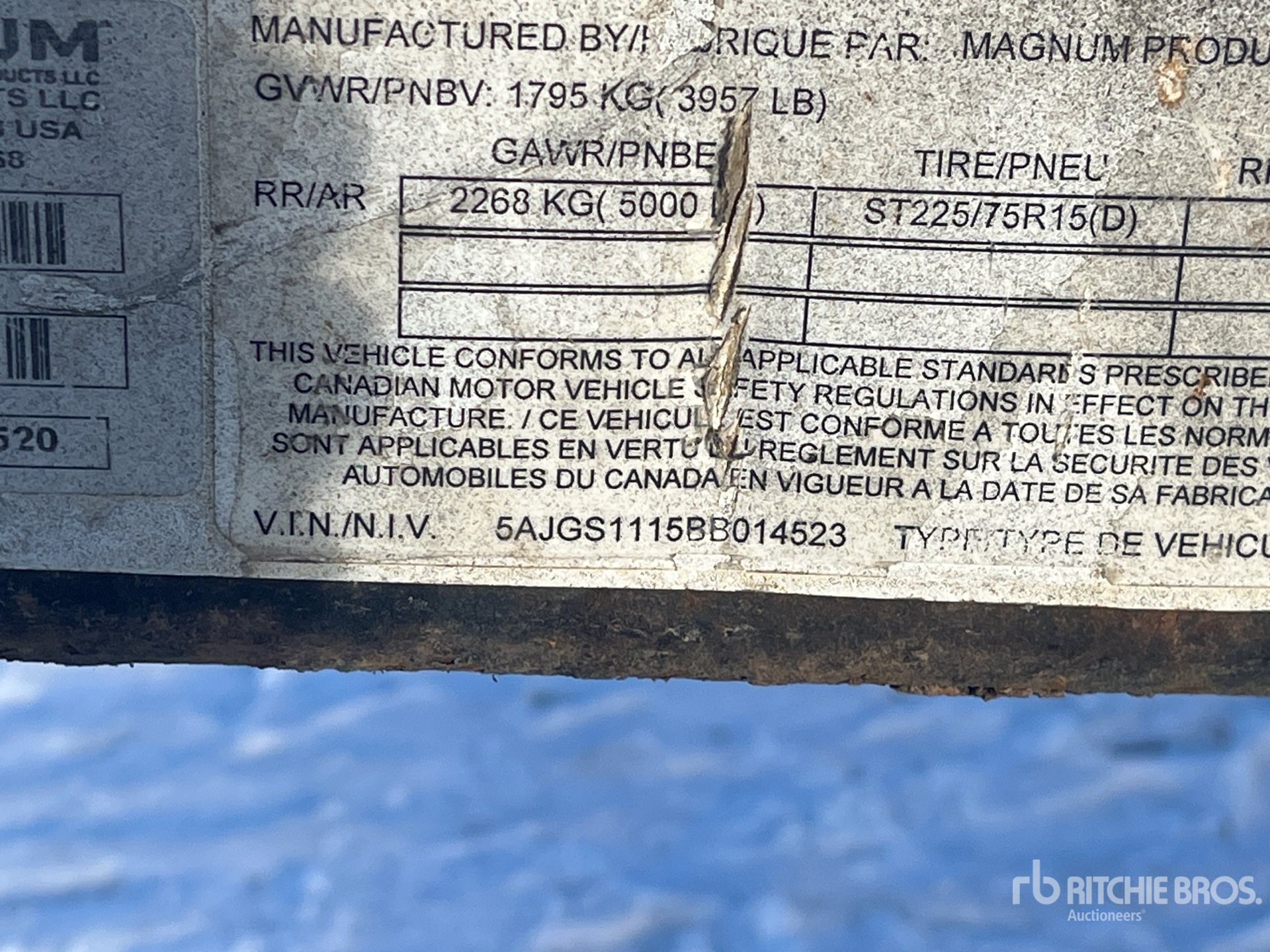 General Appearance with Serial Number / VIN