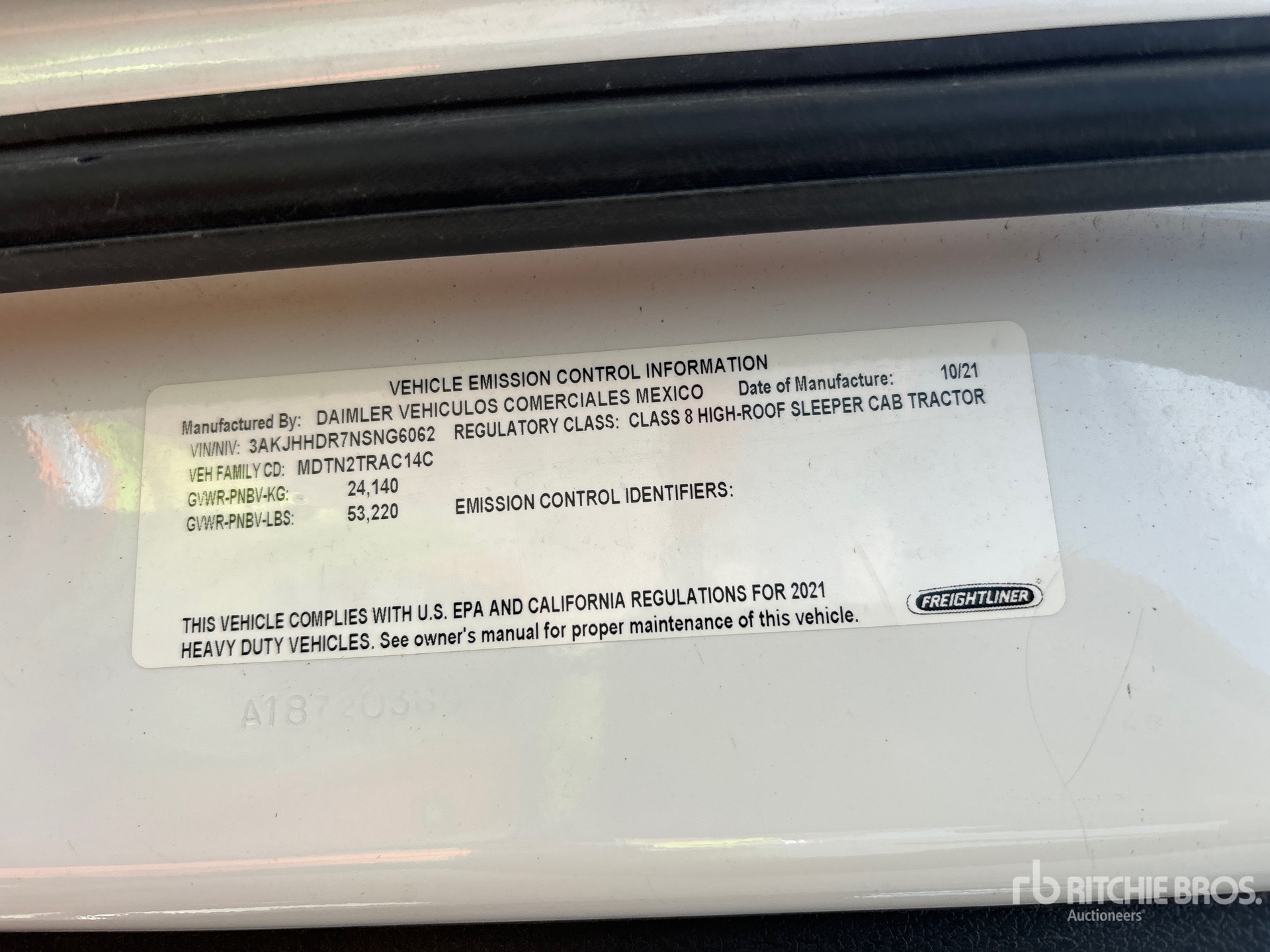 General Appearance with Serial Number / VIN