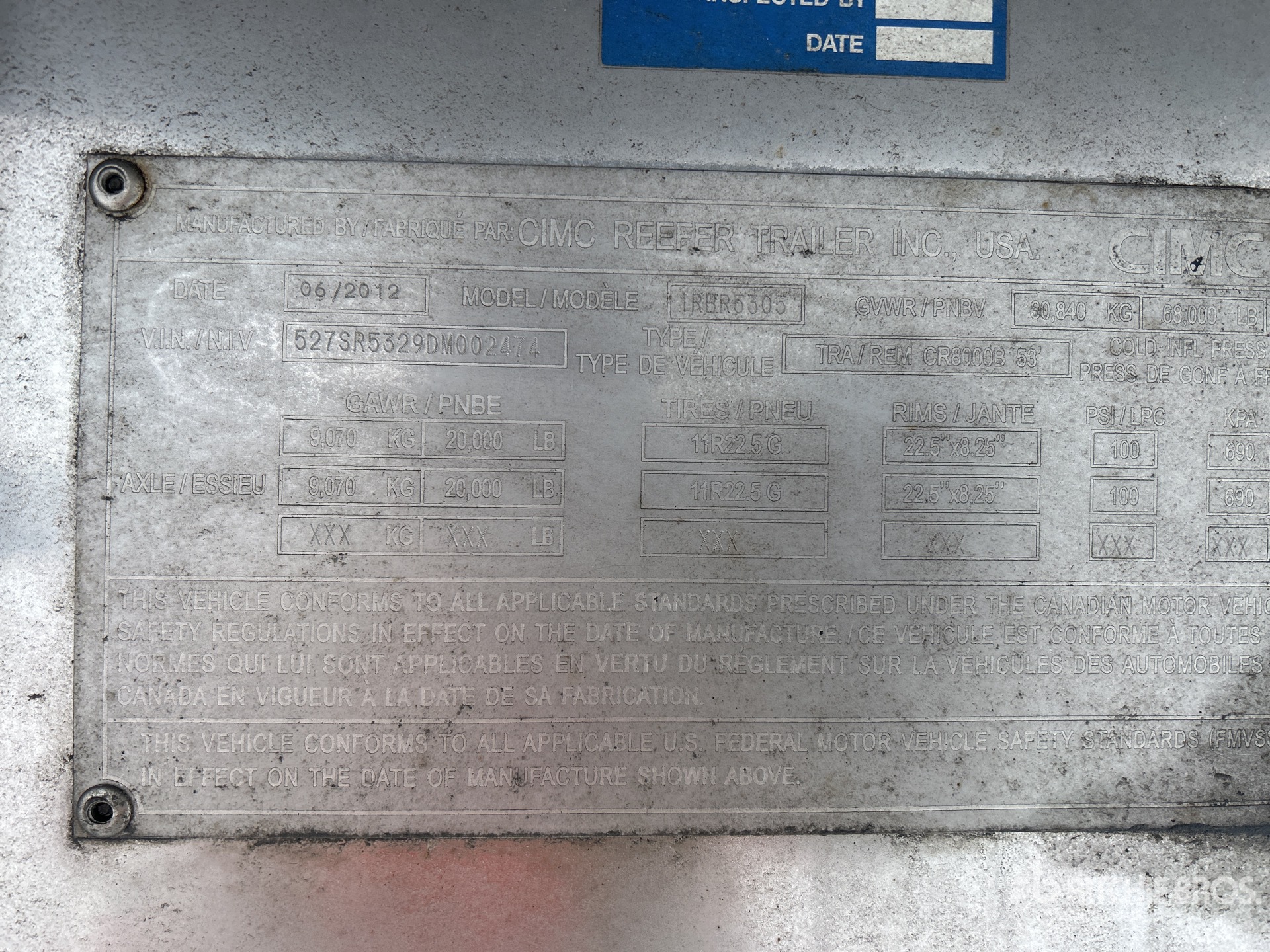 General Appearance with Serial Number / VIN
