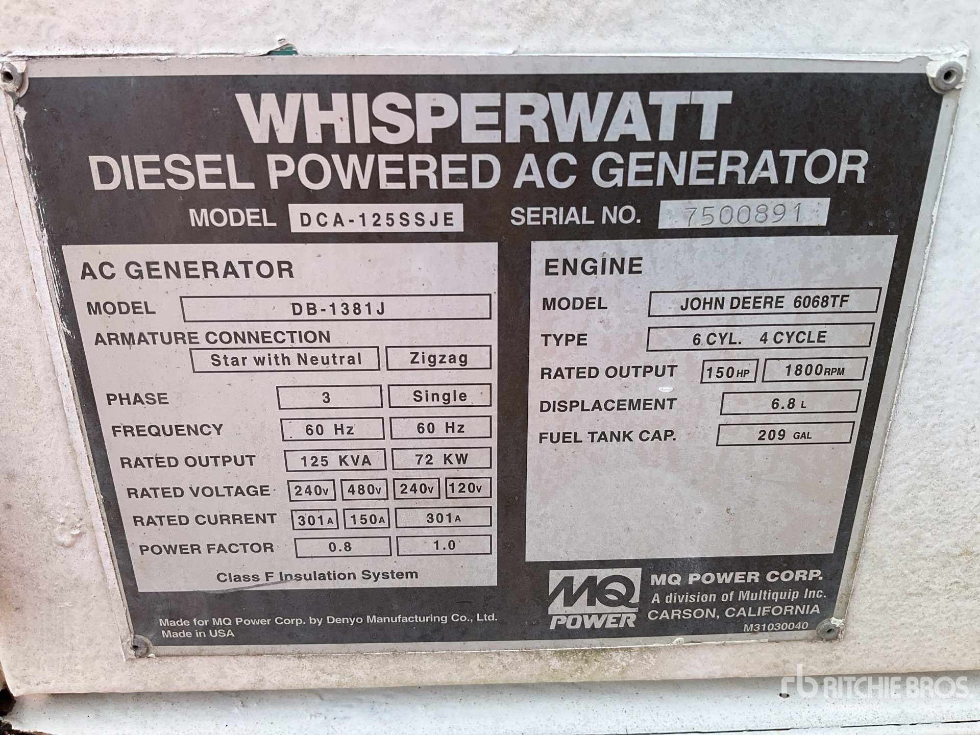 General Appearance with Serial Number / VIN