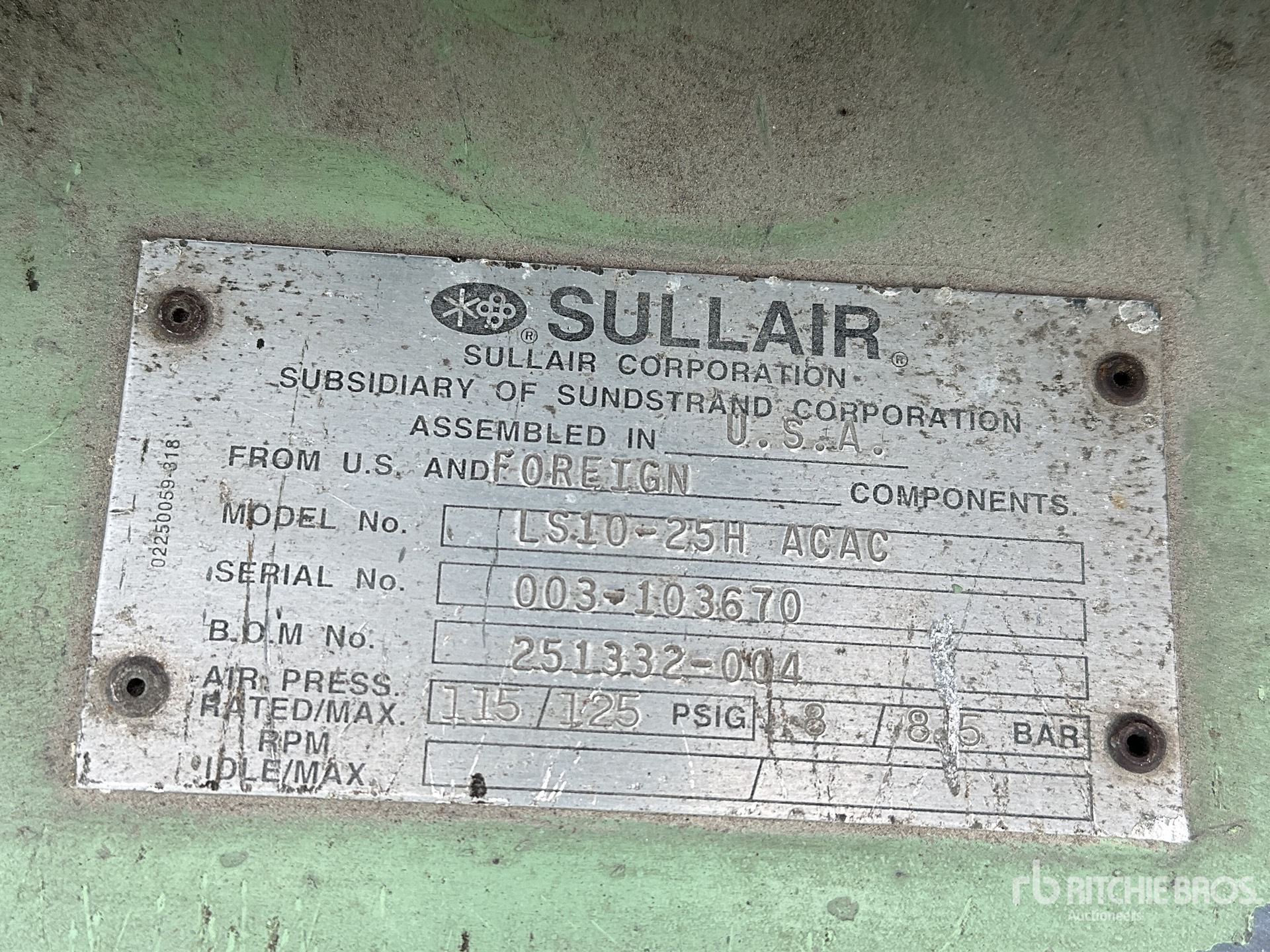 General Appearance with Serial Number / VIN